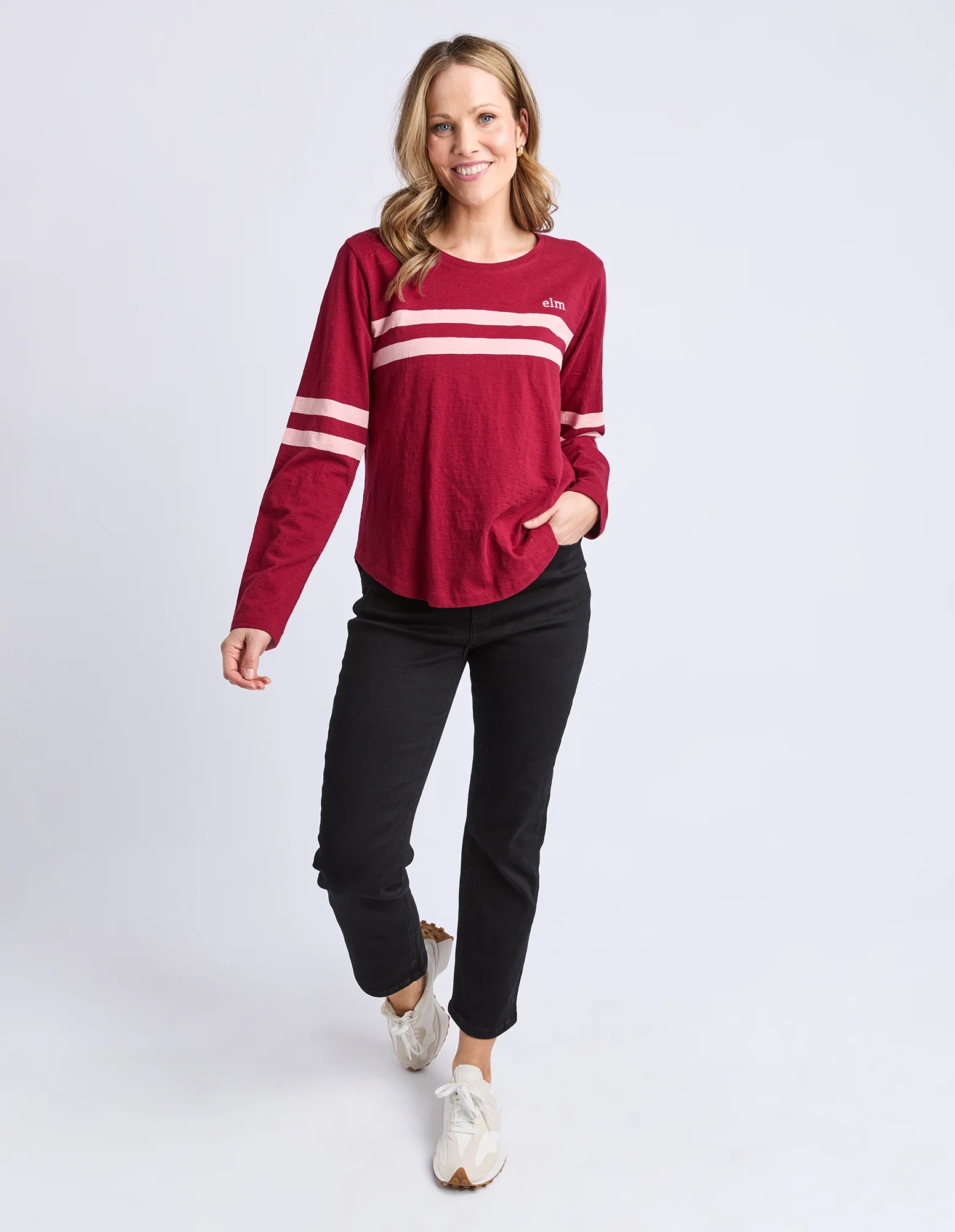 Elm Adora Long Sleeve Tee Maroon - Image 4