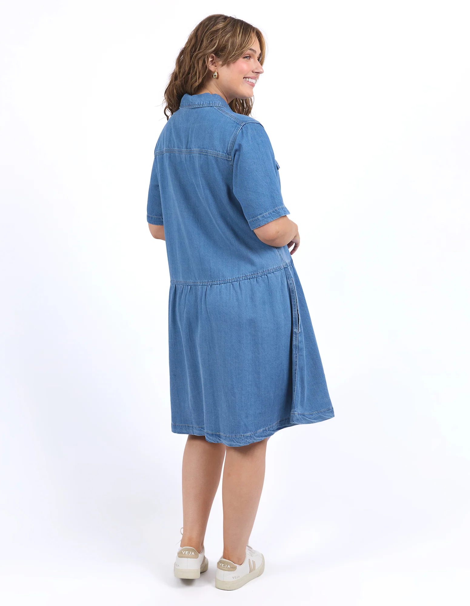Elm Alba Denim Dress Mid Blue Wash - Image 6