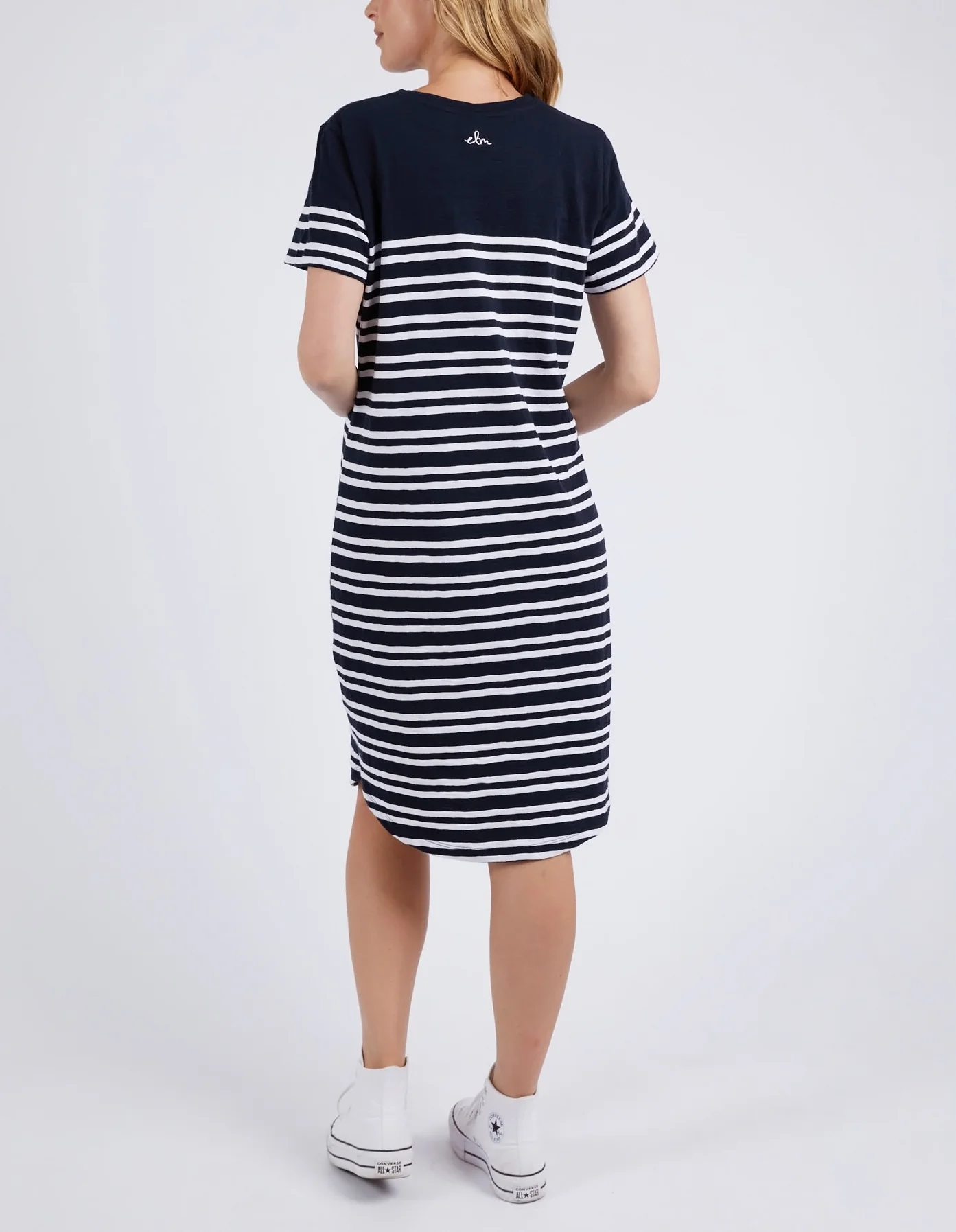 Elm Aligner Tee Dress Navy and White Stripe - Image 6