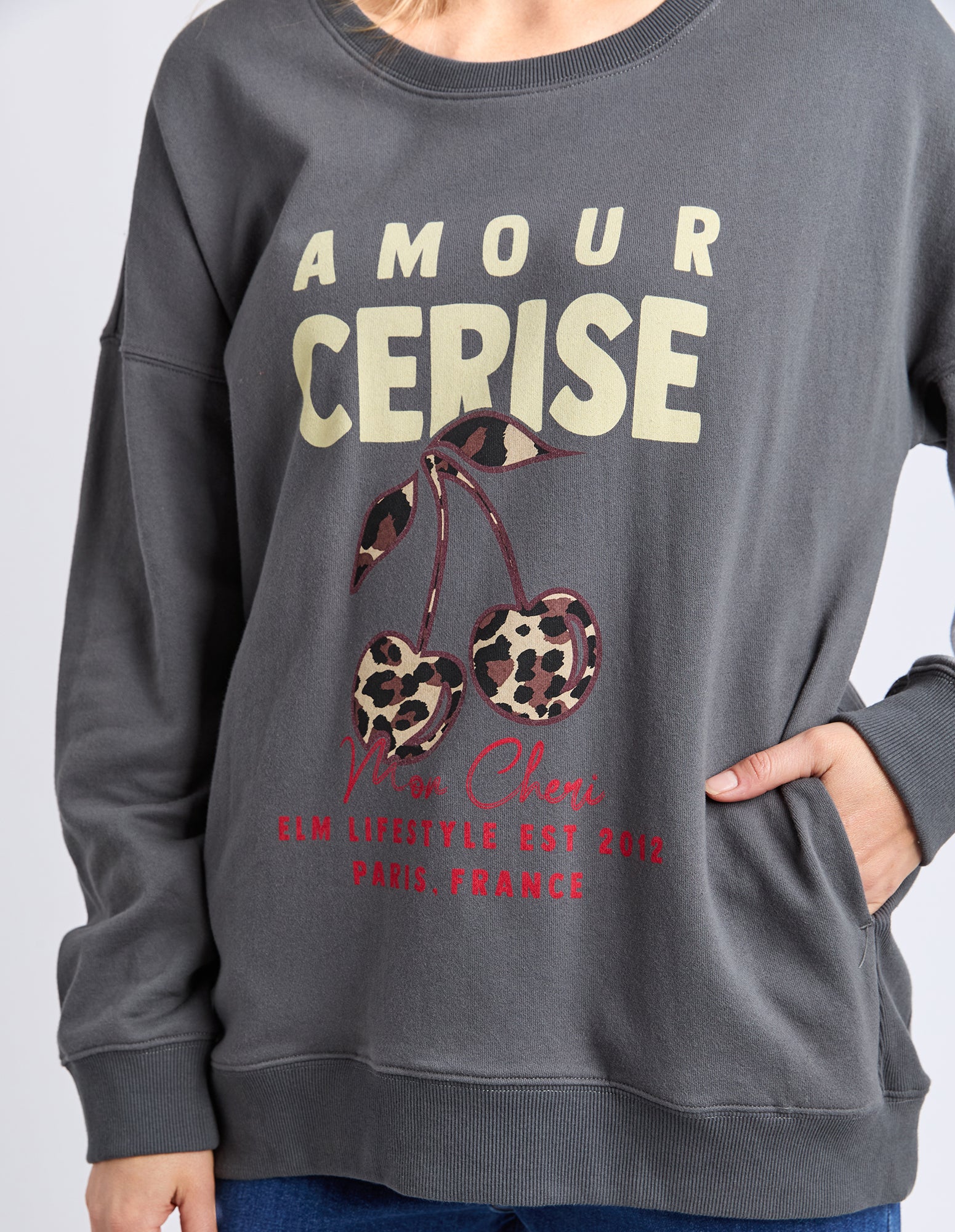 Elm Amour Cerise Crew Washed Black - Image 3