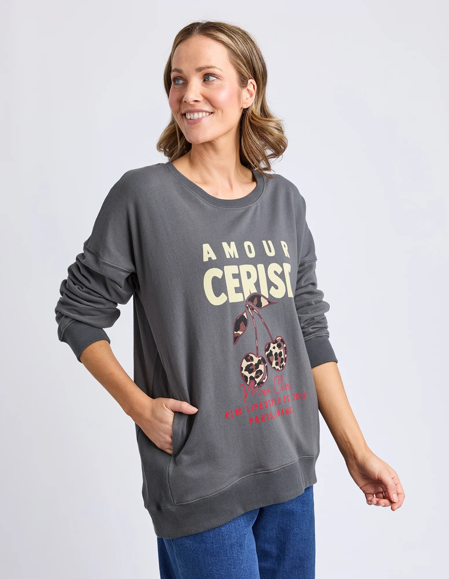Elm Amour Cerise Crew Washed Black - Image 4