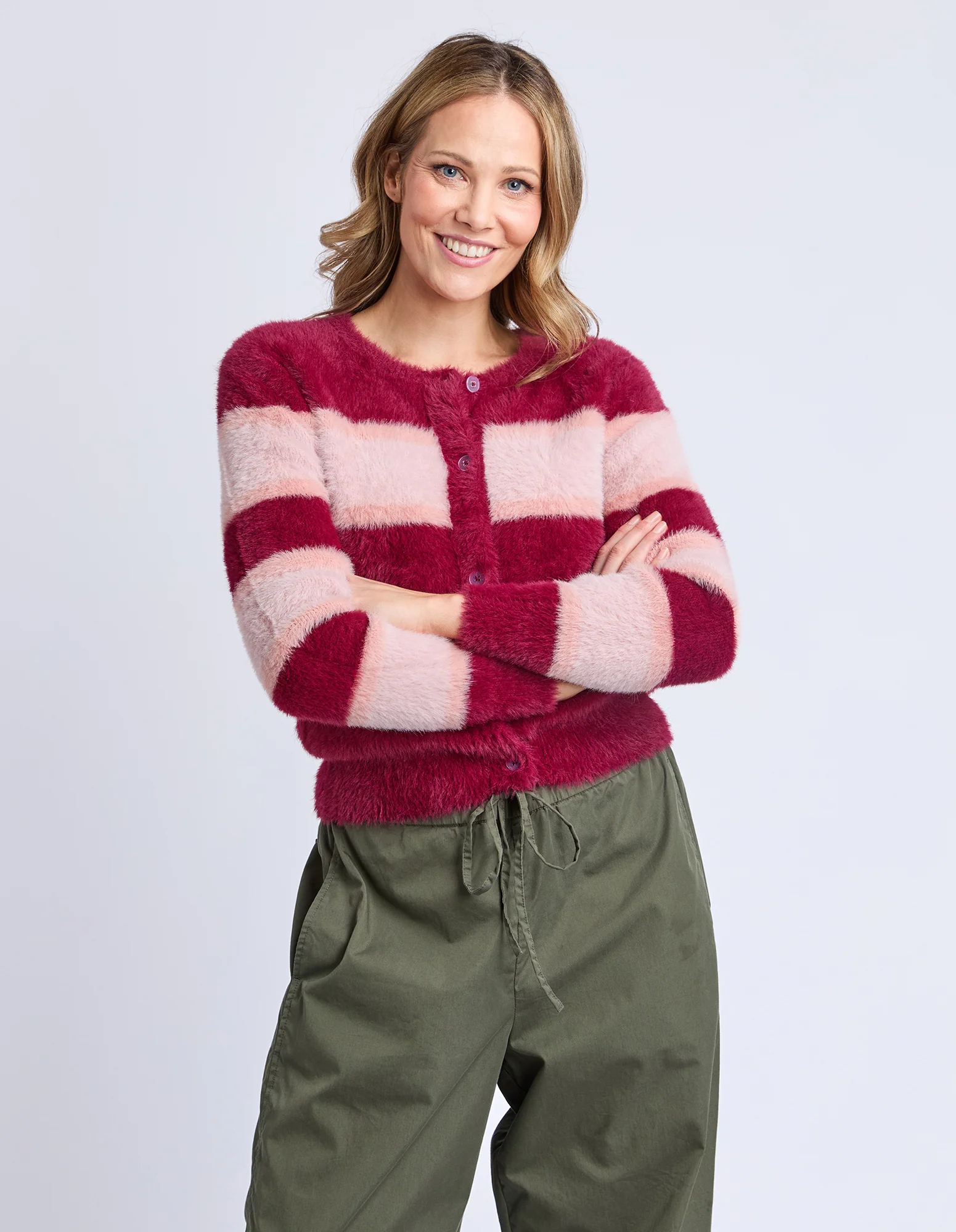 Elm Anna Ombre Knit Cardigan Maroon