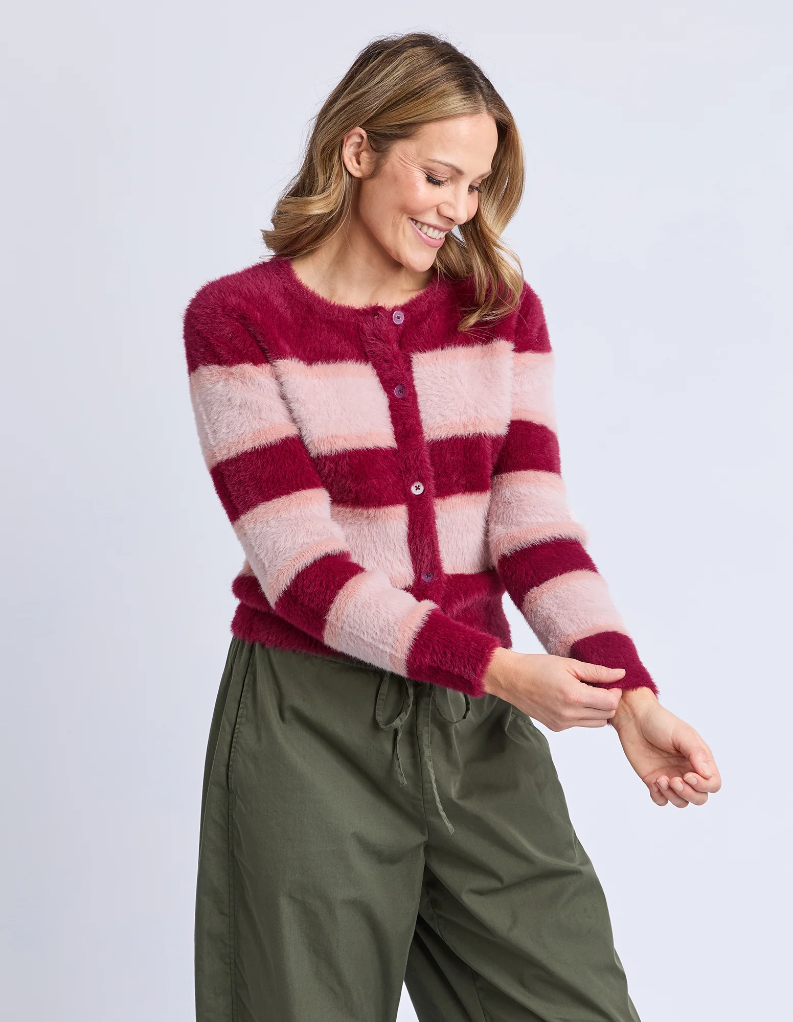 Elm Anna Ombre Knit Cardigan Maroon - Image 2