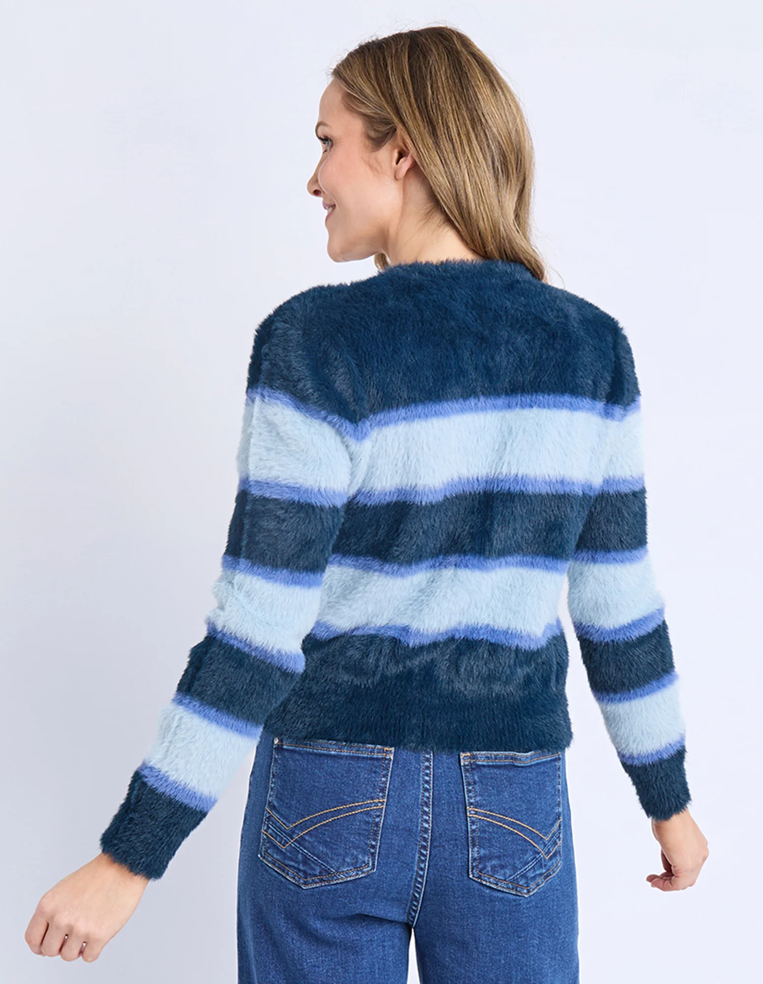 Elm Anna Ombre Knit Cardigan Navy Stripe - Image 6