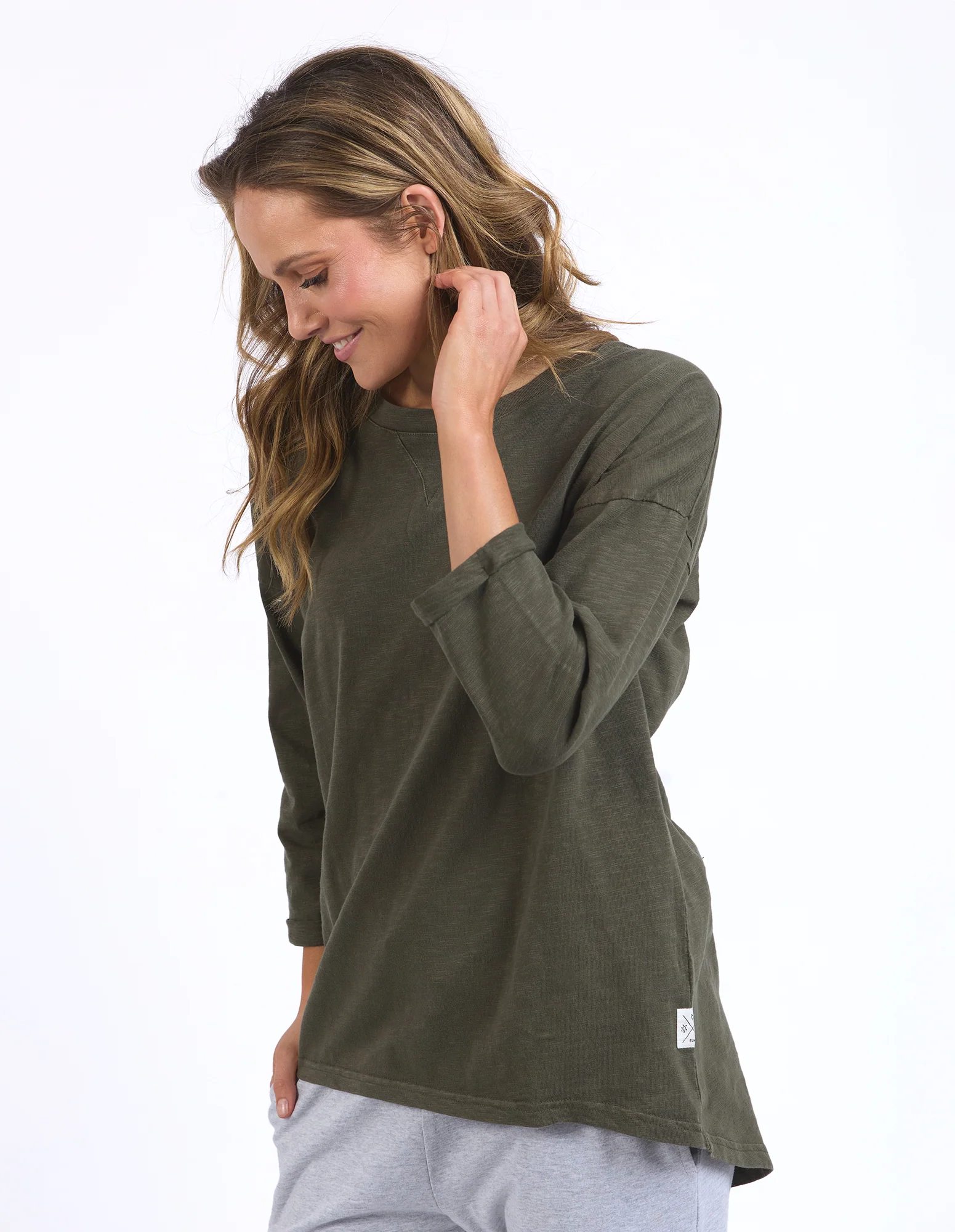 Elm Annie 3/4 Sleeve Tee Basil - Image 3