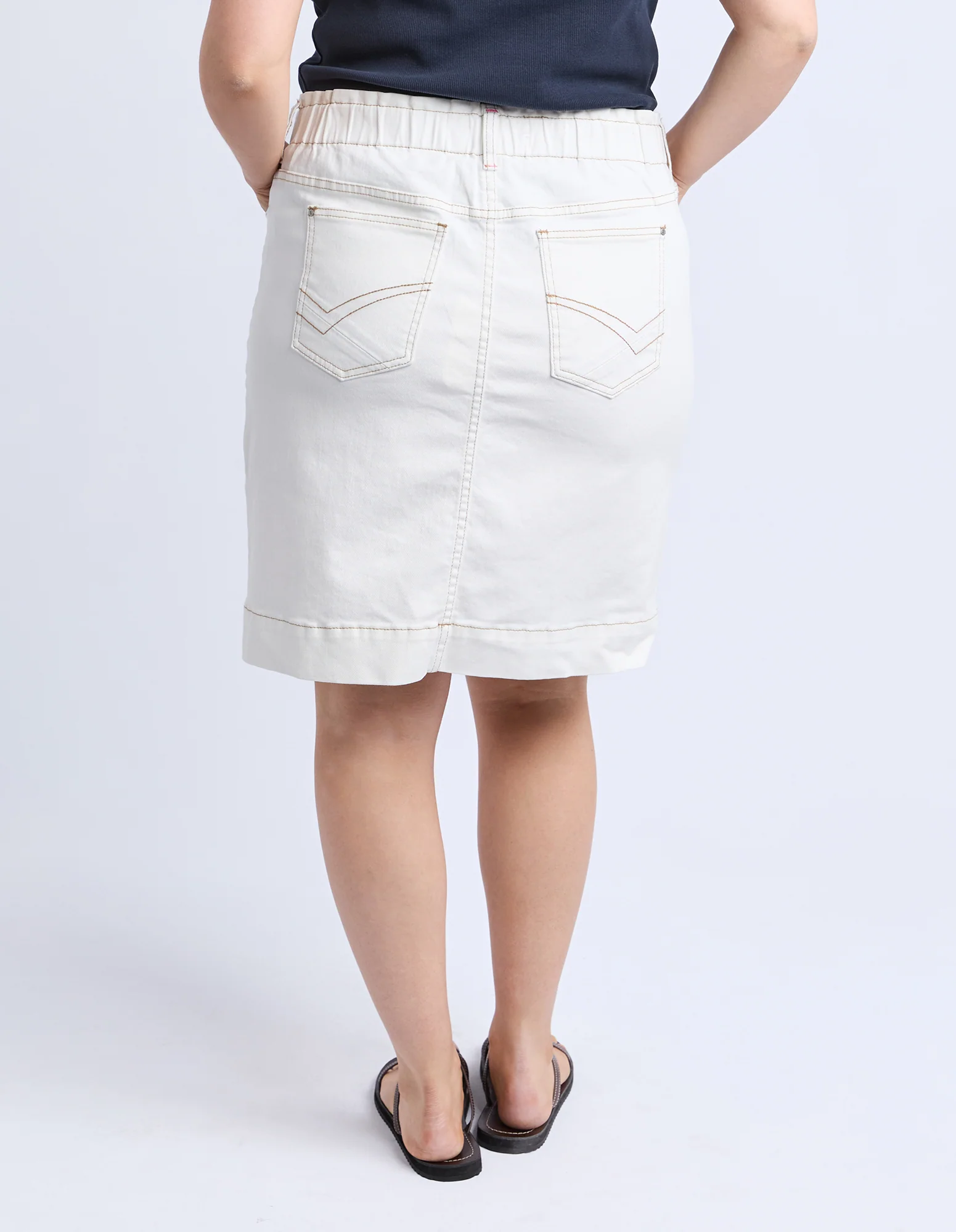 Elm Atlas Denim Skirt Vintage White - Image 6