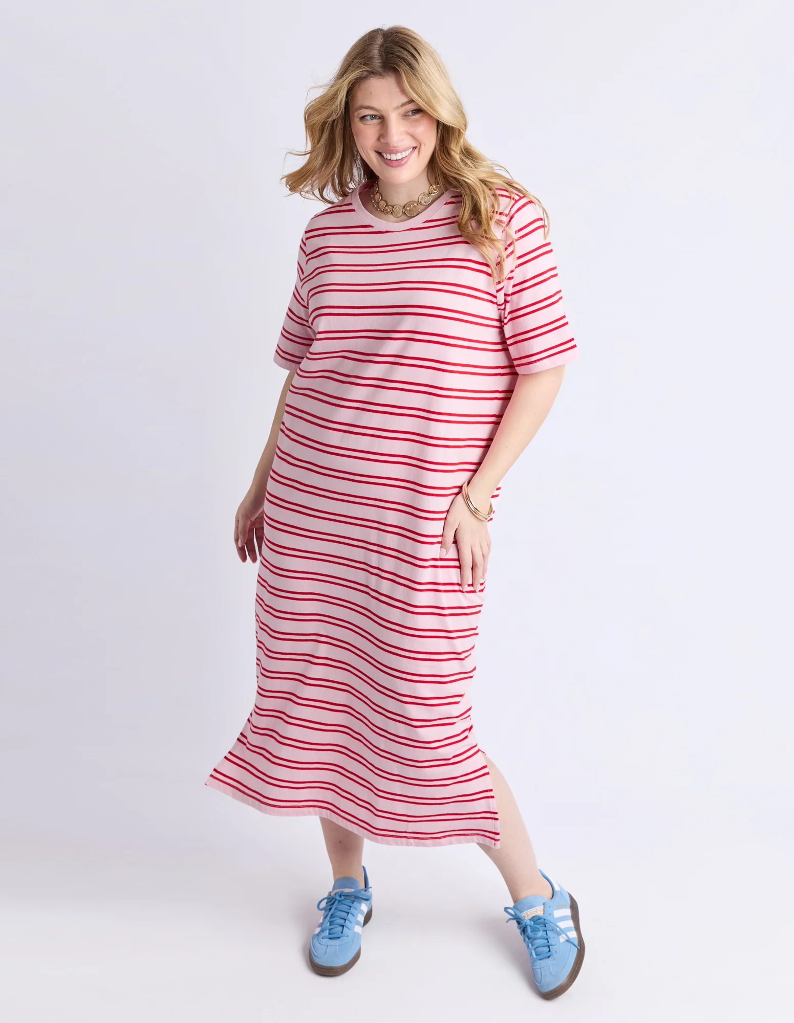 Elm Bon Bon Dress Red And Pink Stripe - Image 4