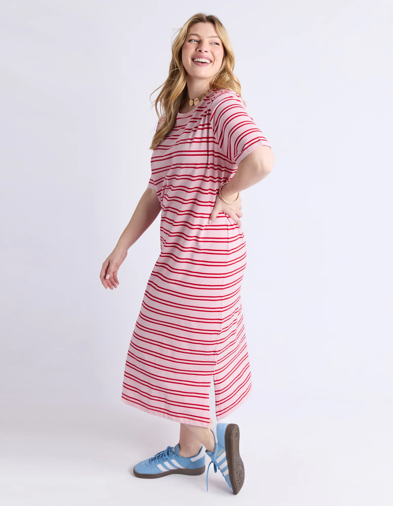 Elm Bon Bon Dress Red And Pink Stripe - Image 8
