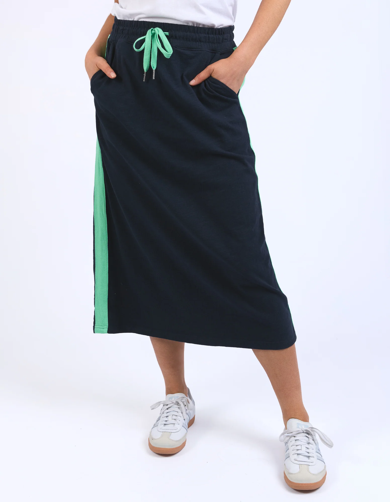 Elm Brunch Skirt Navy With Neon Green Tape - Image 3