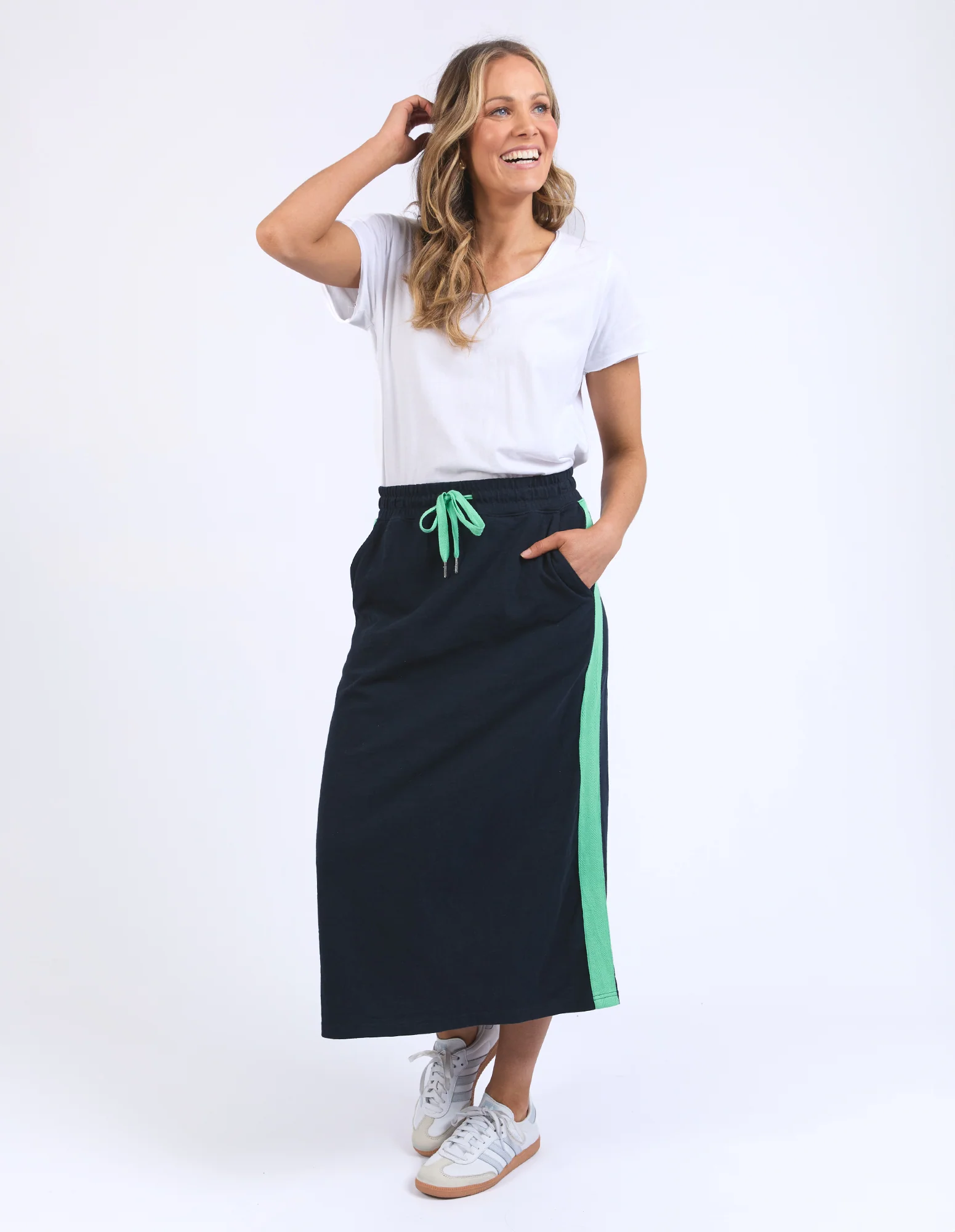 Elm Brunch Skirt Navy With Neon Green Tape - Image 4