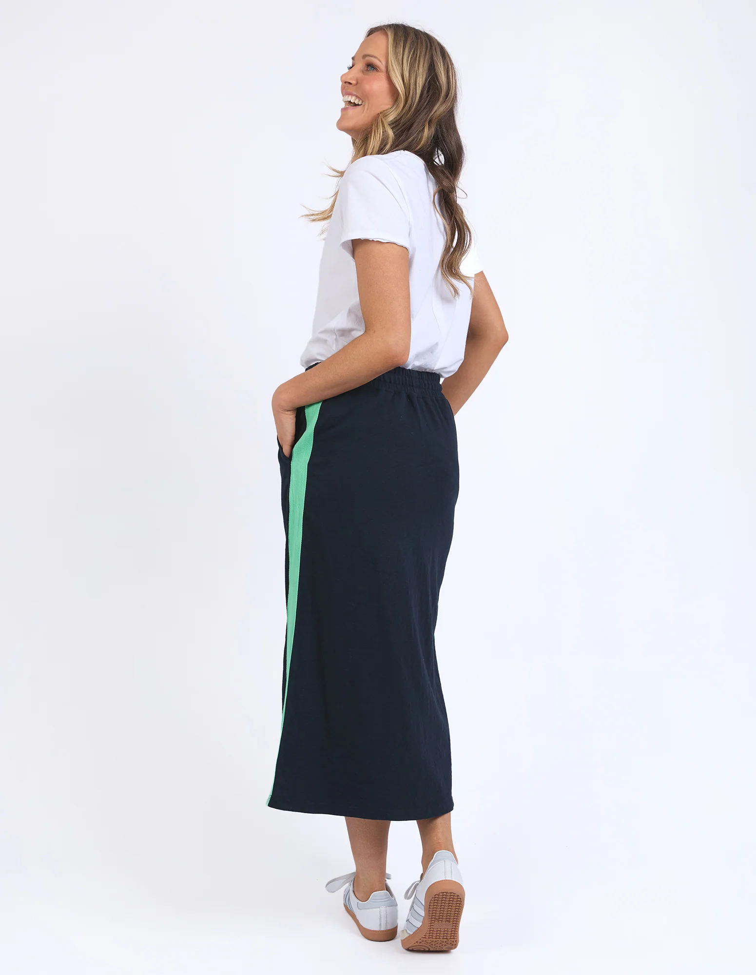 Elm Brunch Skirt Navy With Neon Green Tape - Image 7