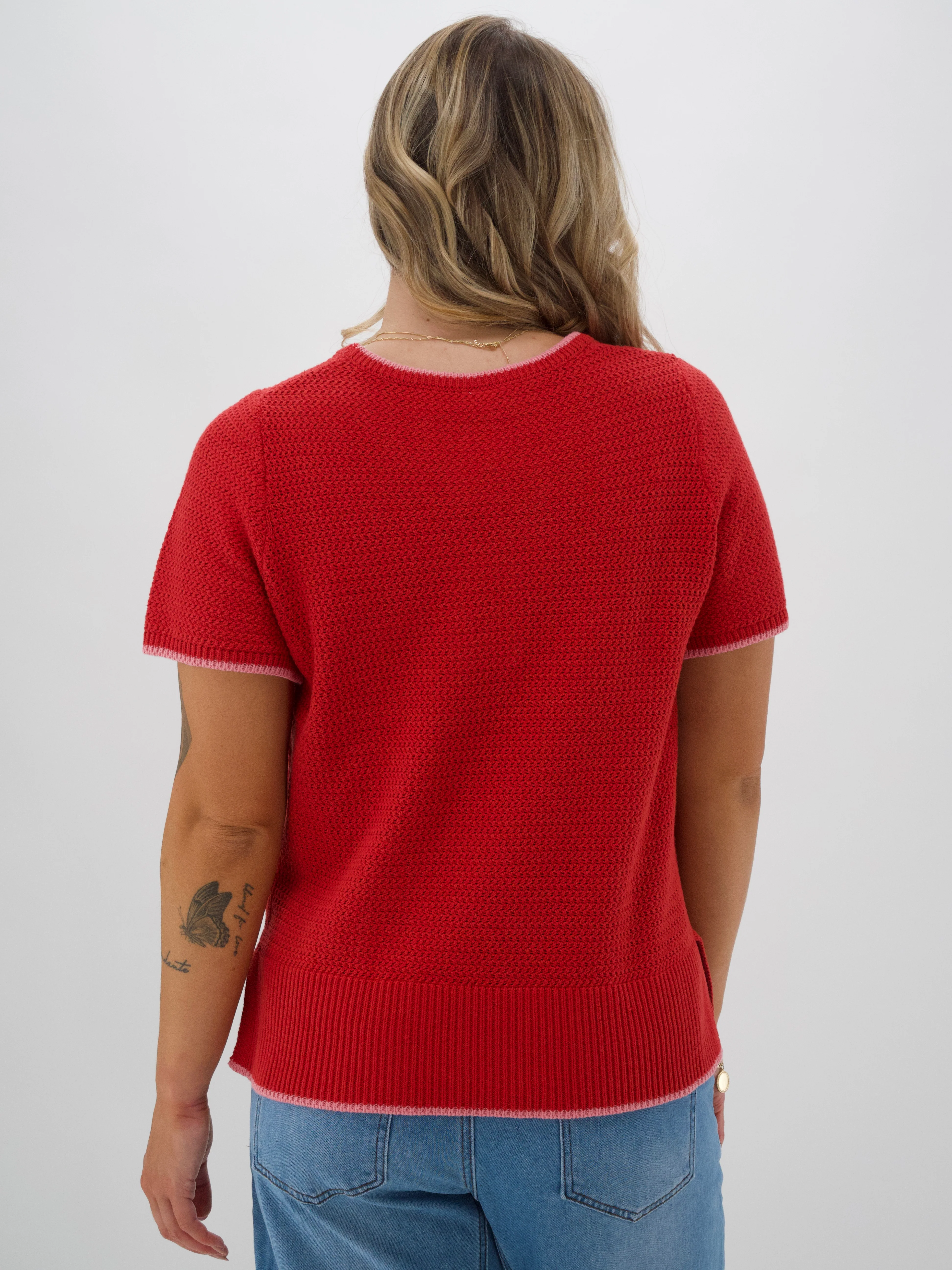 Elm Camilla Short Sleeve Knit Cranberry - Image 6