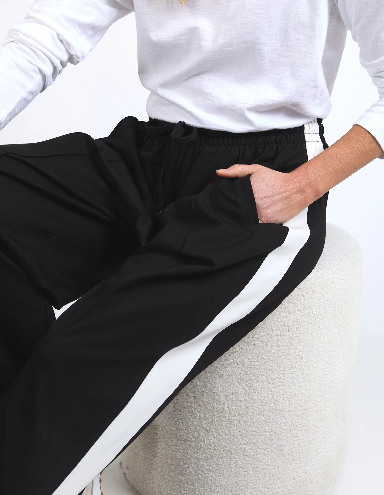Elm Carmen Wide Leg Pant Black/Marshmallow - Image 3