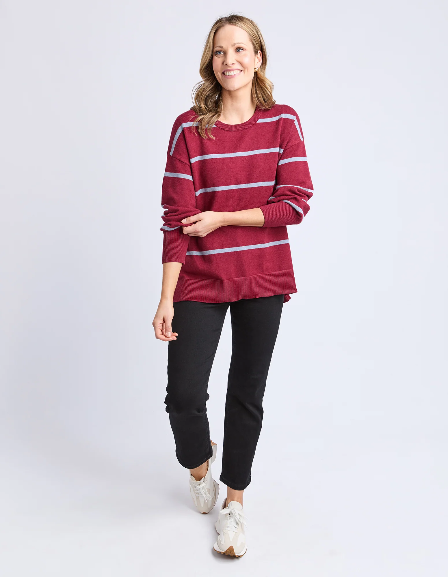 Elm Charli Stripe Knit Maroon - Image 4