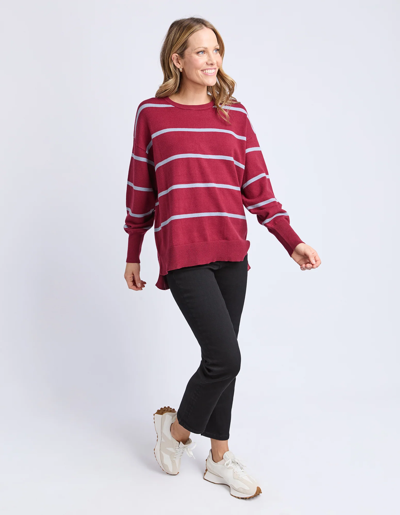 Elm Charli Stripe Knit Maroon - Image 5