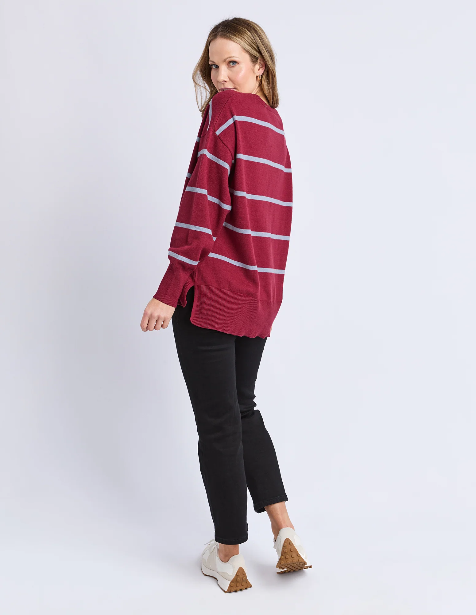 Elm Charli Stripe Knit Maroon - Image 6