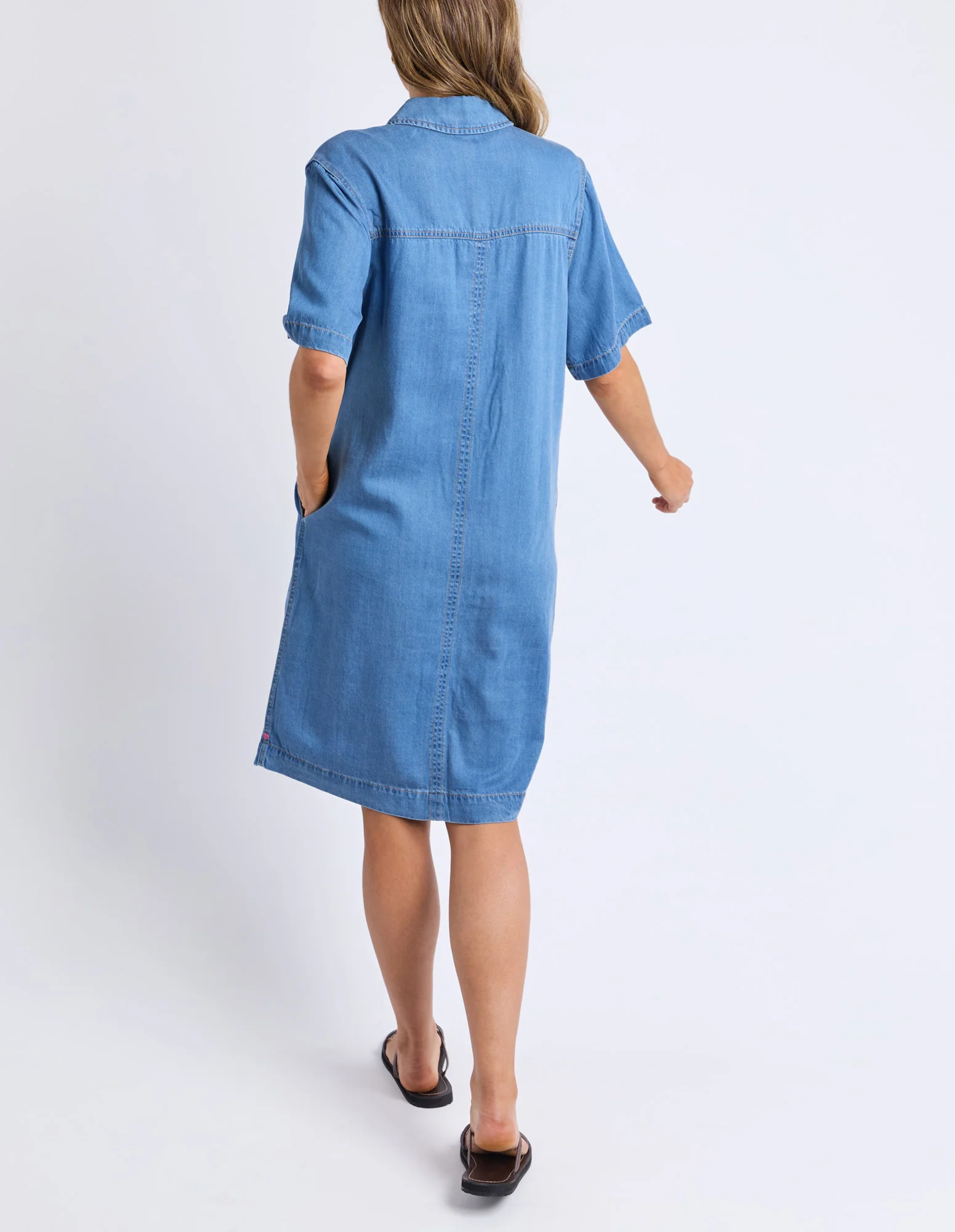 Elm Cora Denim Dress Mid Blue Wash - Image 12