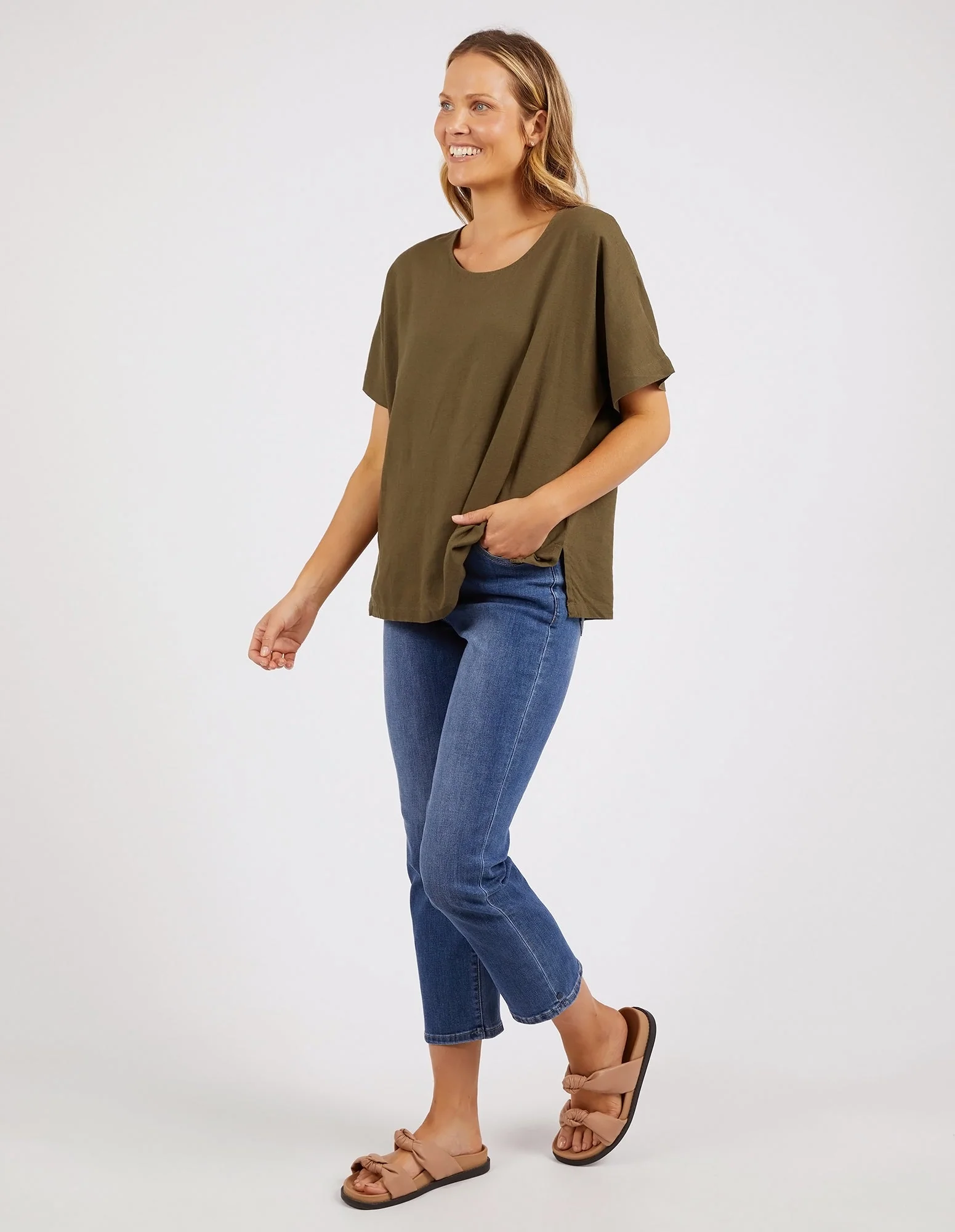Elm Curtis Woven S/S Tee Clover - Image 4