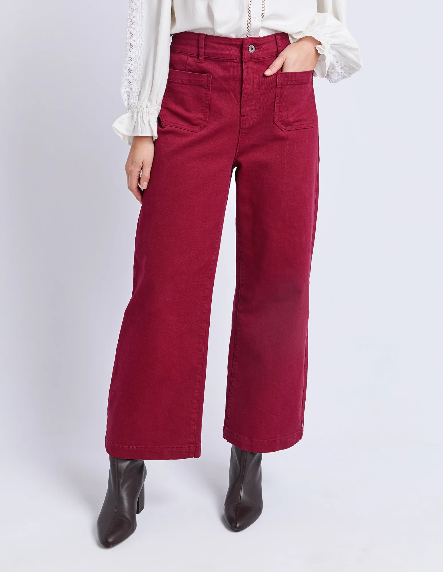 Elm Delphi Front Pocket Jean Maroon - Image 2