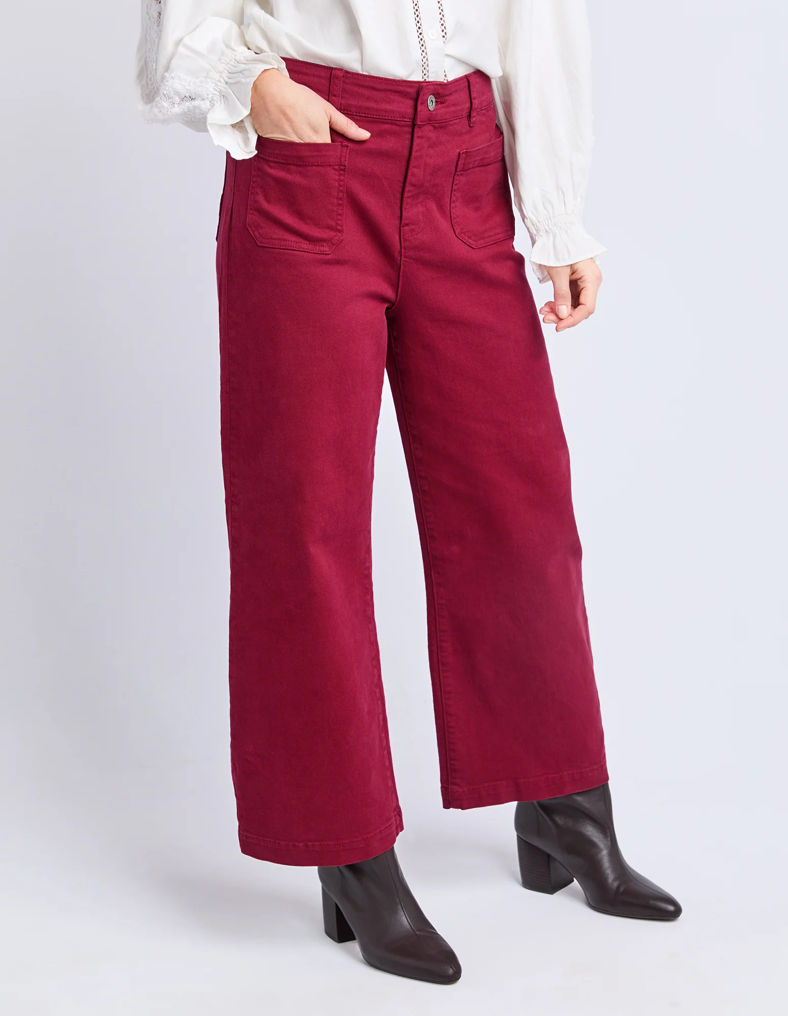 Elm Delphi Front Pocket Jean Maroon - Image 4
