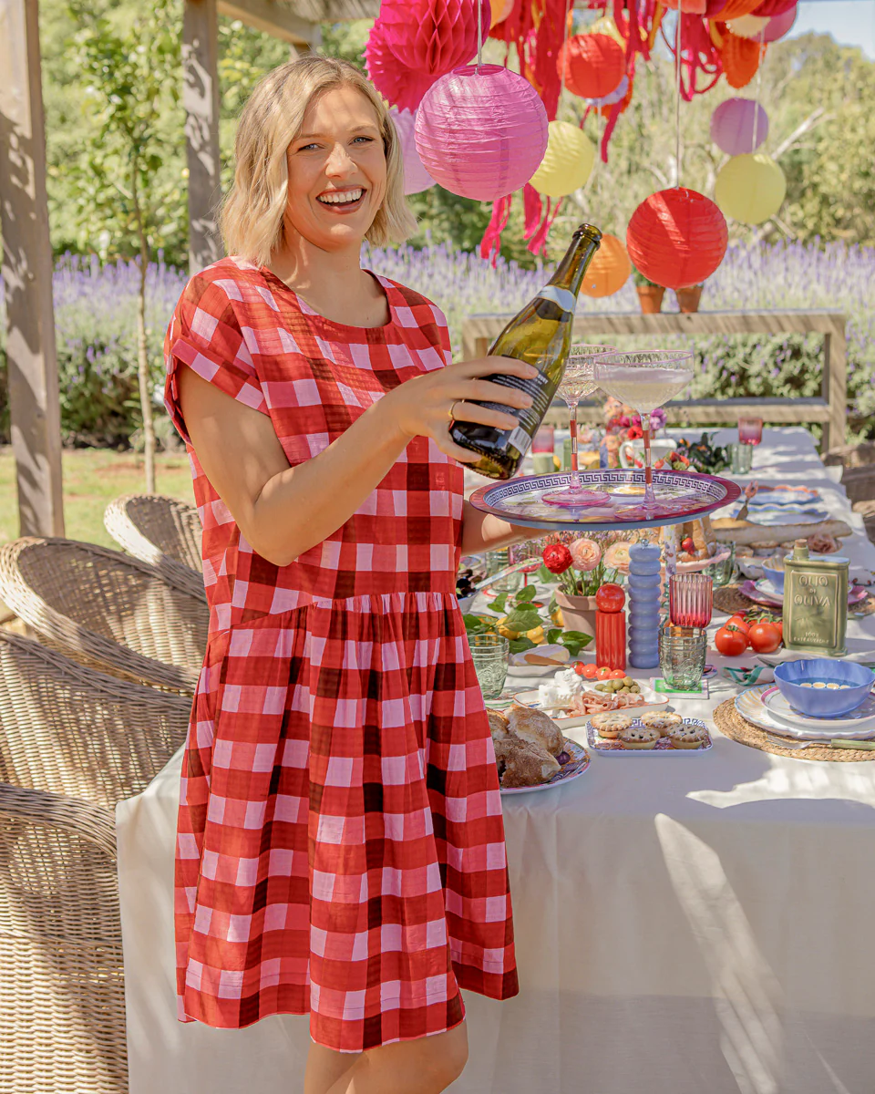 Elm Edin Short Sleeve Dress Poppy Check - Image 2