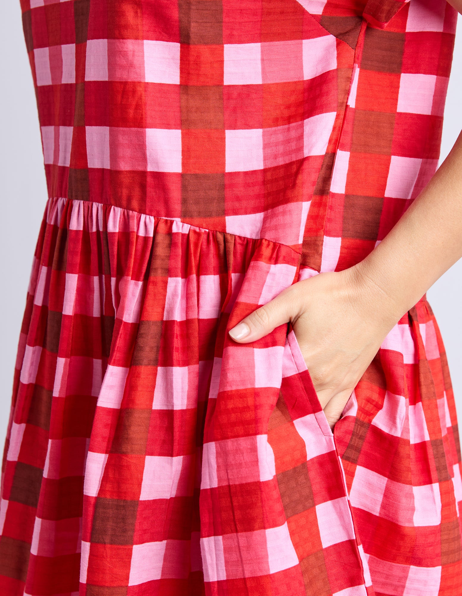 Elm Edin Short Sleeve Dress Poppy Check - Image 5