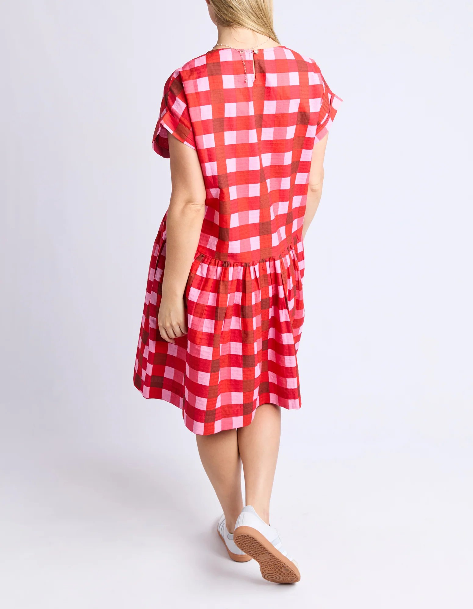 Elm Edin Short Sleeve Dress Poppy Check - Image 8