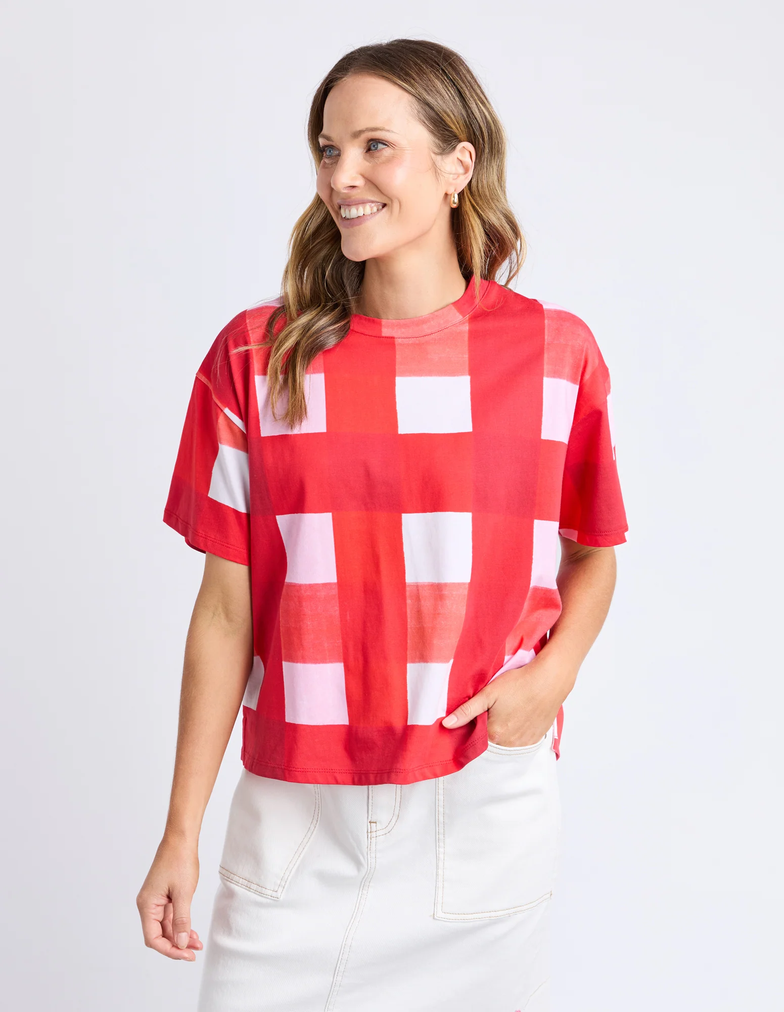 Elm Edin Tee Poppy Check - Image 3