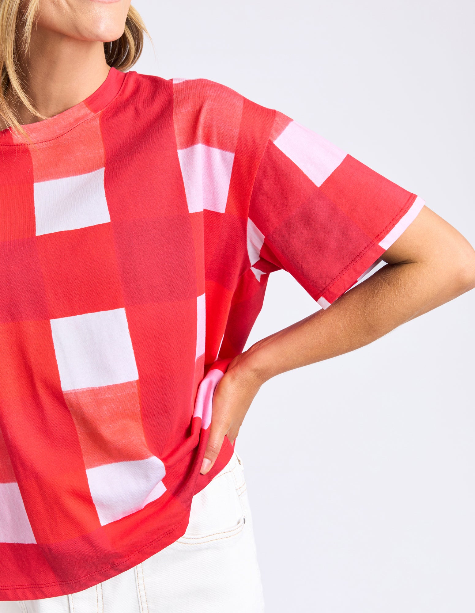 Elm Edin Tee Poppy Check - Image 4