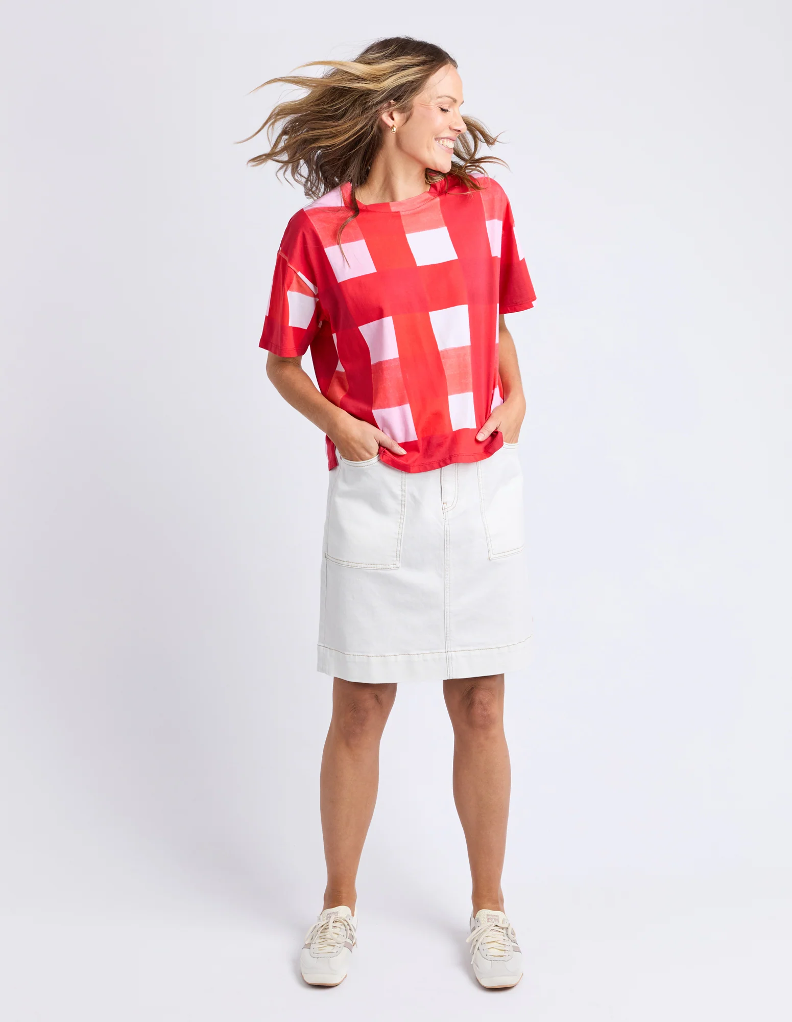 Elm Edin Tee Poppy Check - Image 6