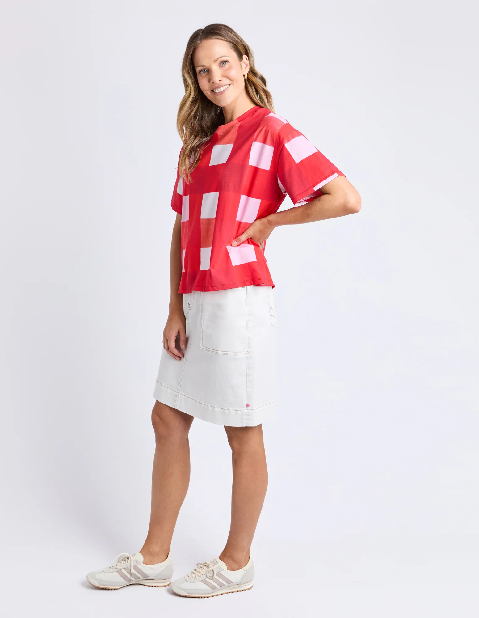 Elm Edin Tee Poppy Check - Image 7