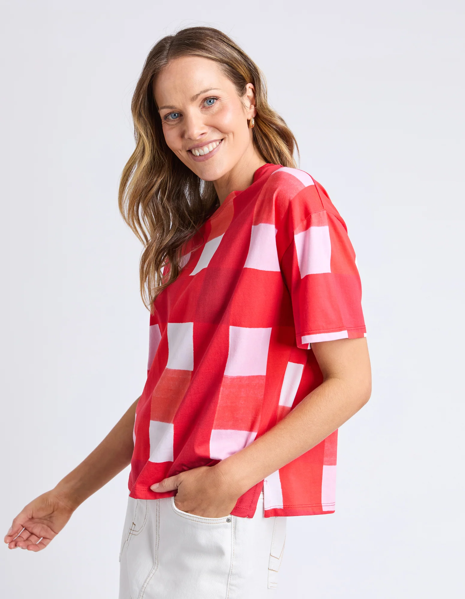 Elm Edin Tee Poppy Check - Image 8