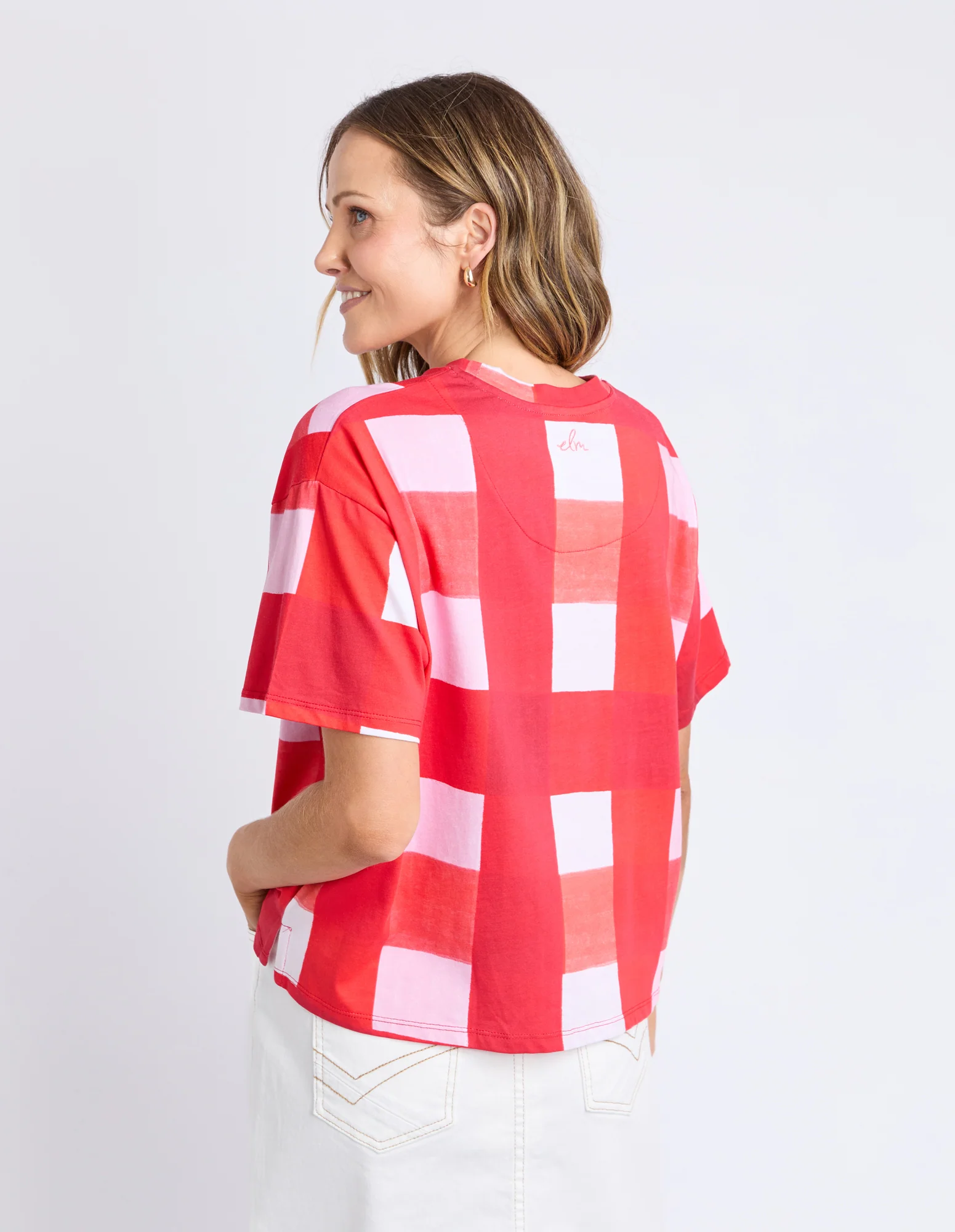 Elm Edin Tee Poppy Check - Image 9