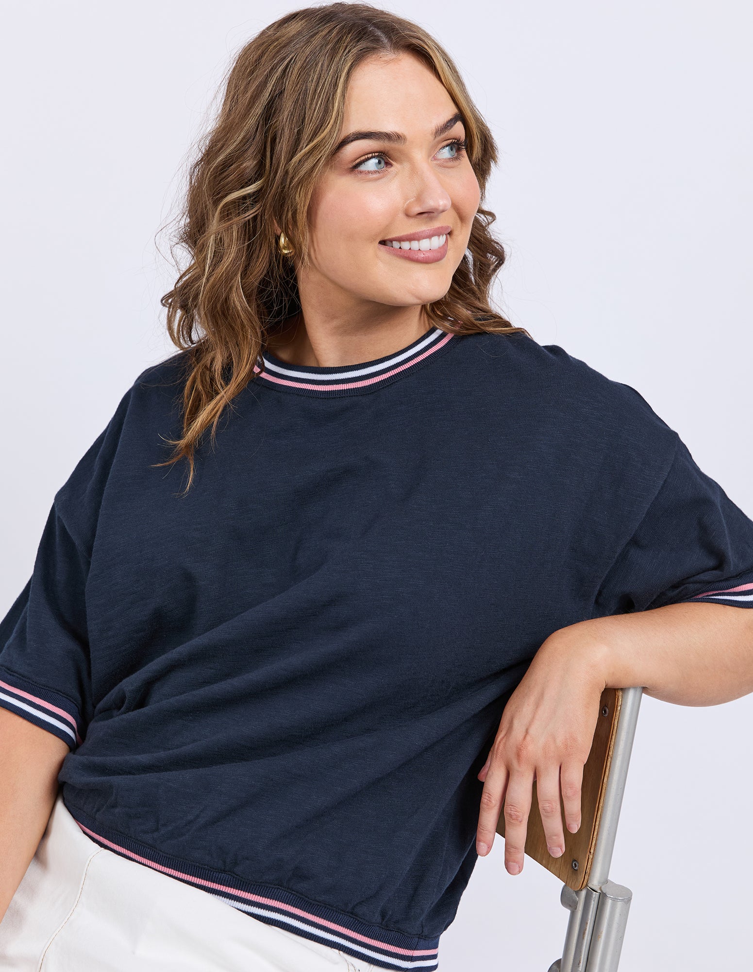 Elm Faye S/S Sweat Navy - Image 3