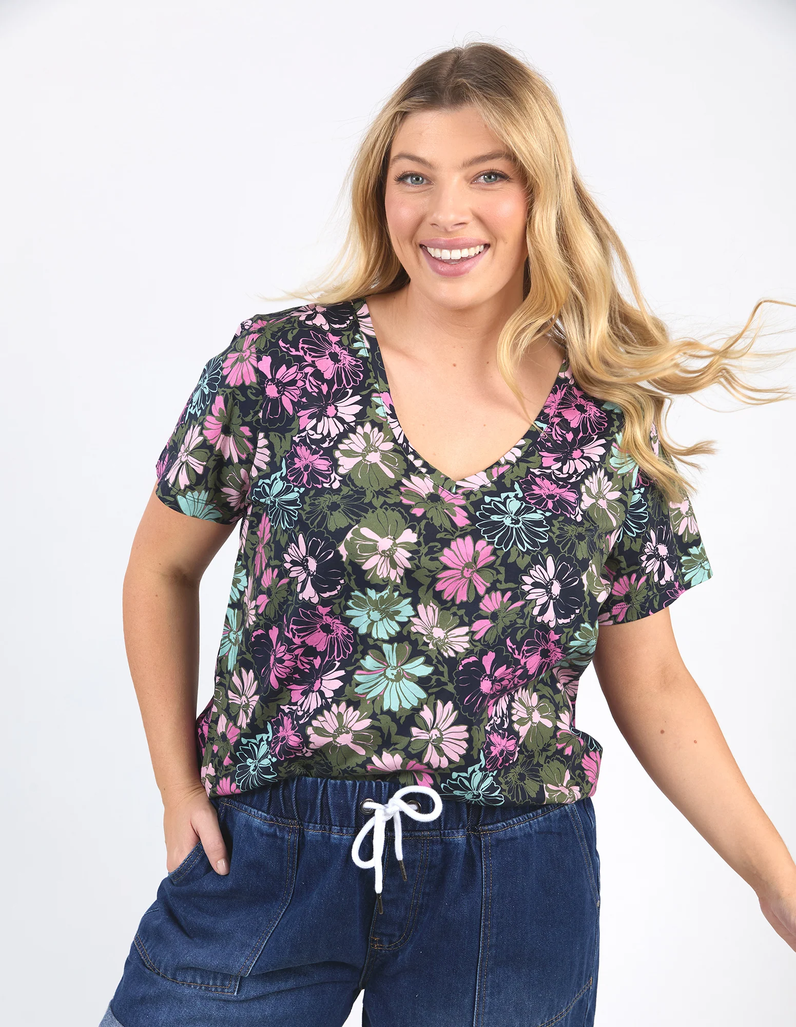 Elm Florentina Vee Tee Navy - Image 2