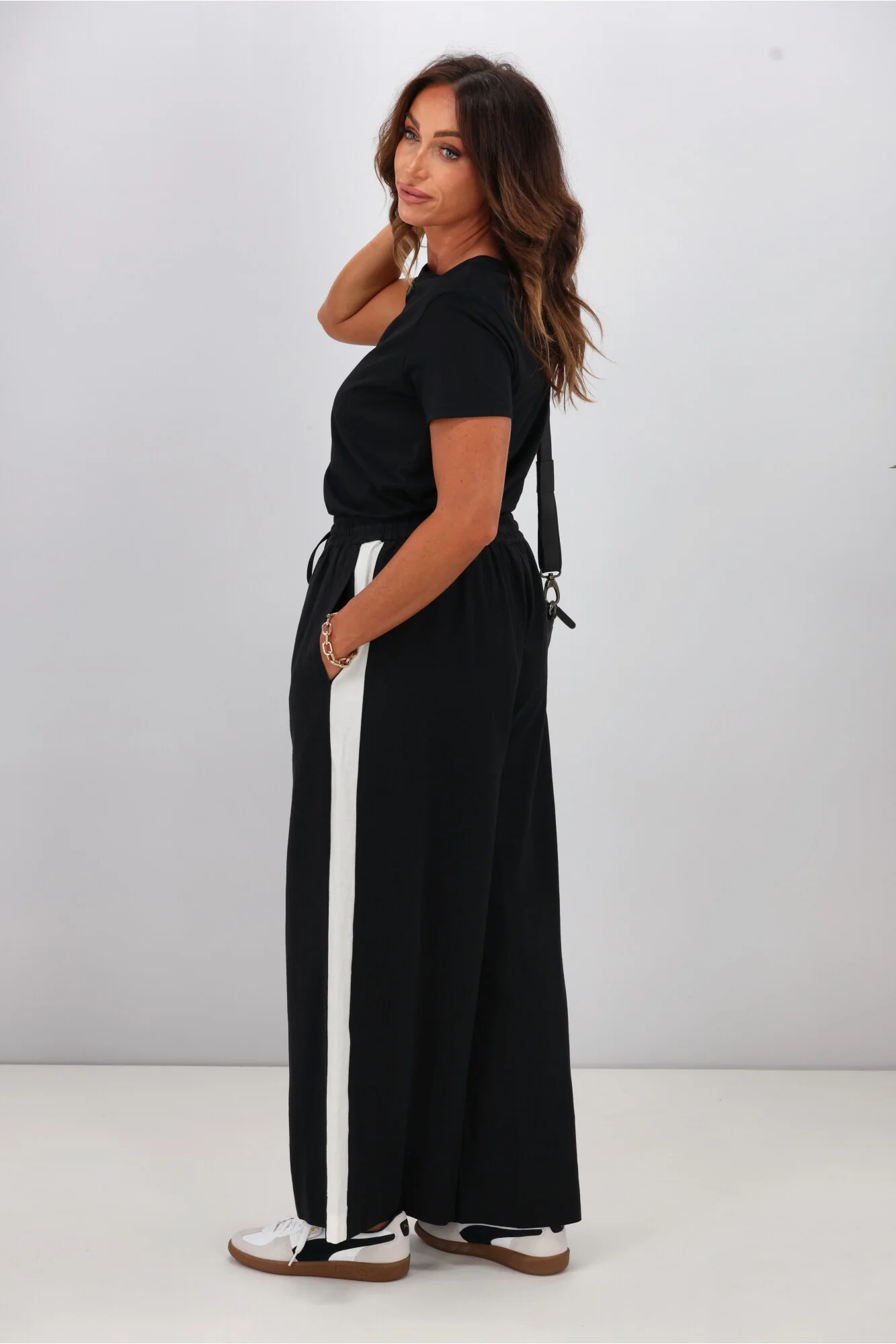Elm Frances Stripe Pant Black Marshmellow Stripe - Image 6