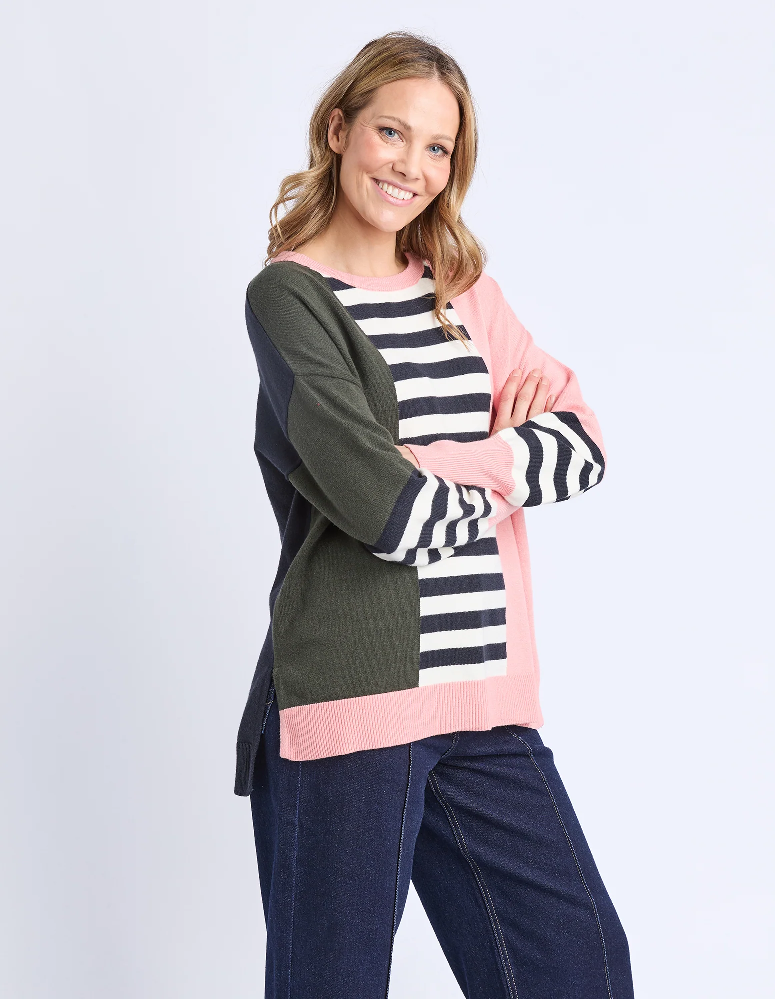 Elm Freja Knit Navy Block Stripe - Image 2