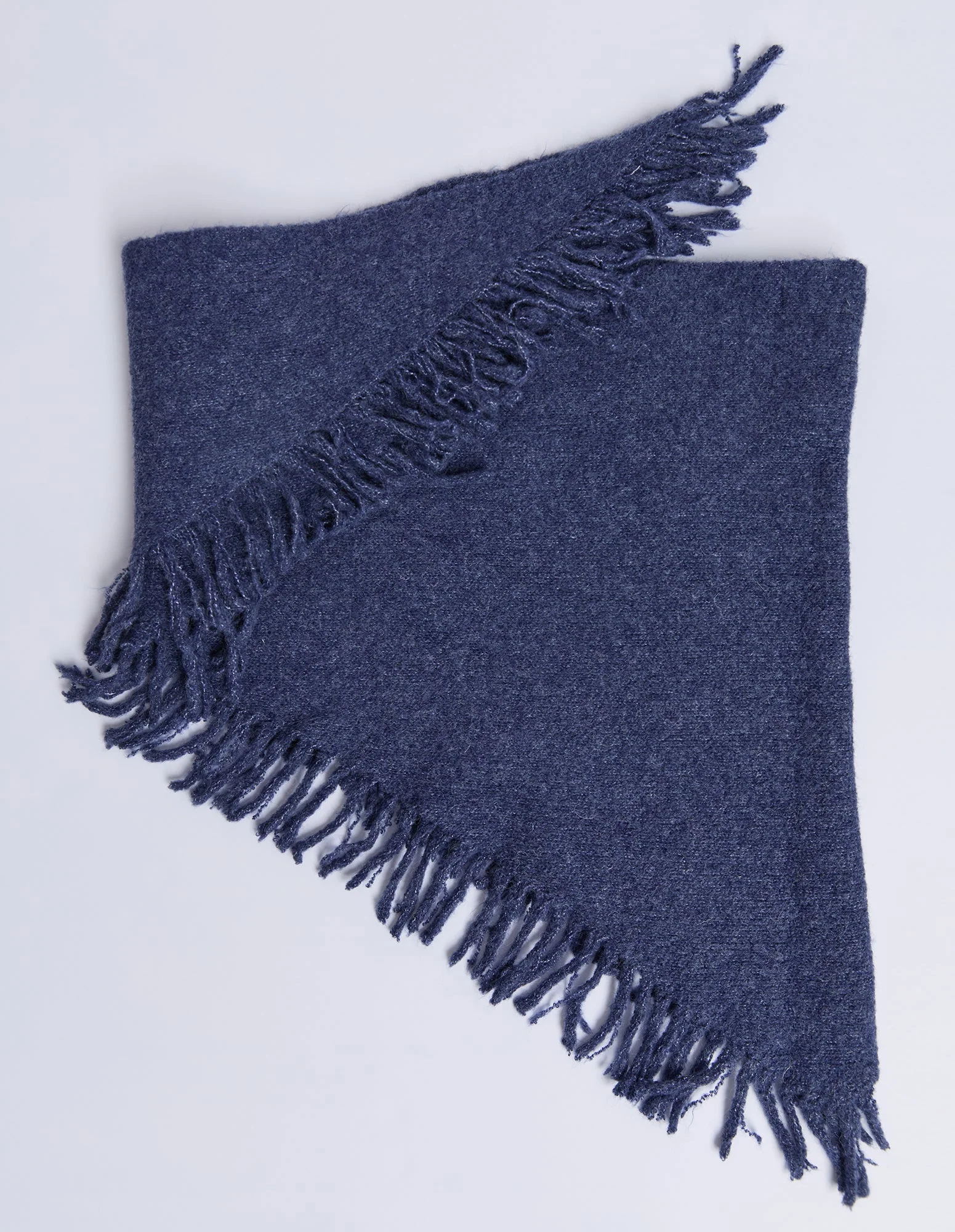 Elm Fringed Triangle Scarf Navy - Image 2