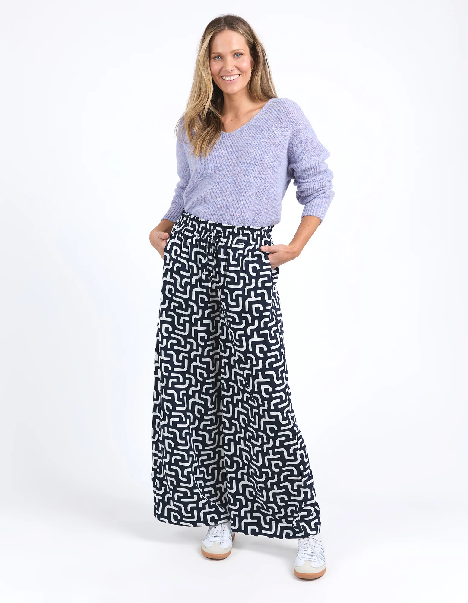 Elm Gemma Geo Pant Navy Geo Print - Image 4