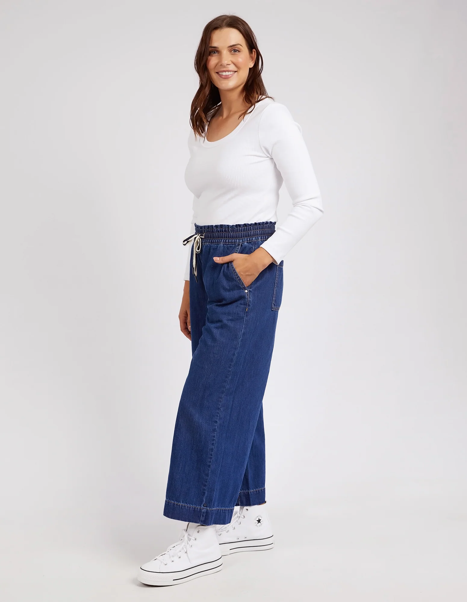 Elm Greta Wide Leg Pant Dark Blue - Image 3
