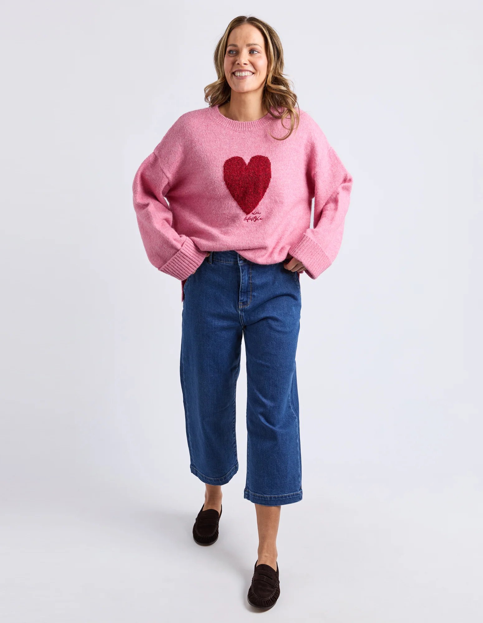 Elm Intersia Heart Knit Quartz Pink - Image 3