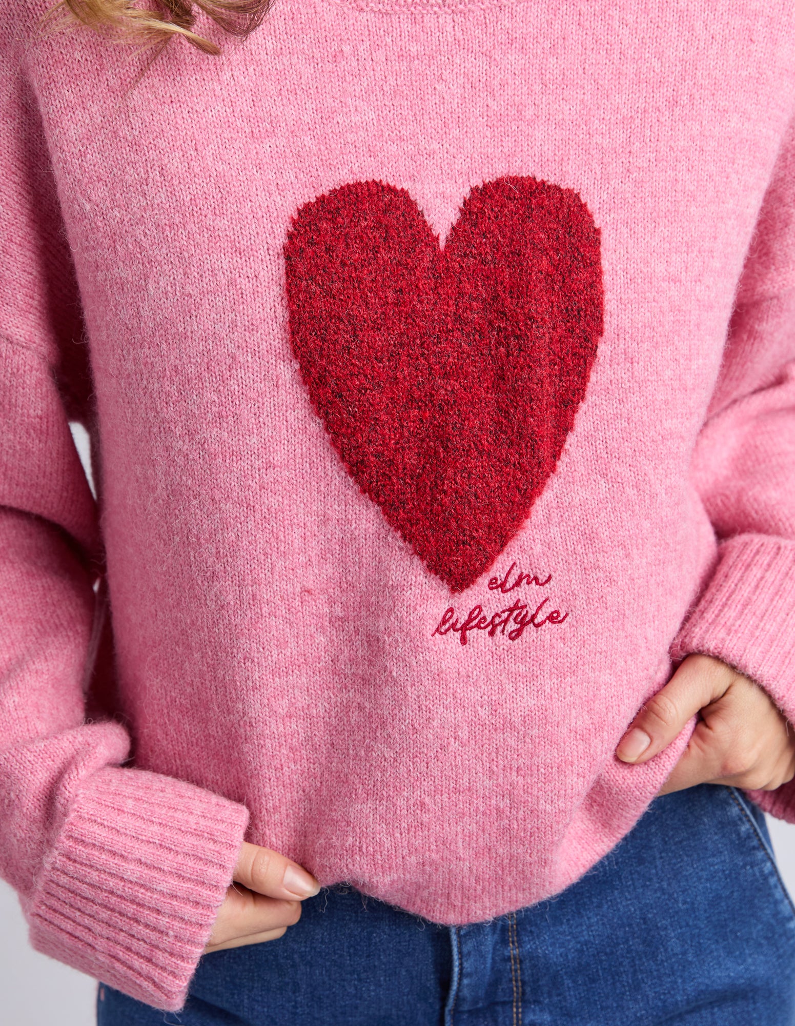 Elm Intersia Heart Knit Quartz Pink - Image 4