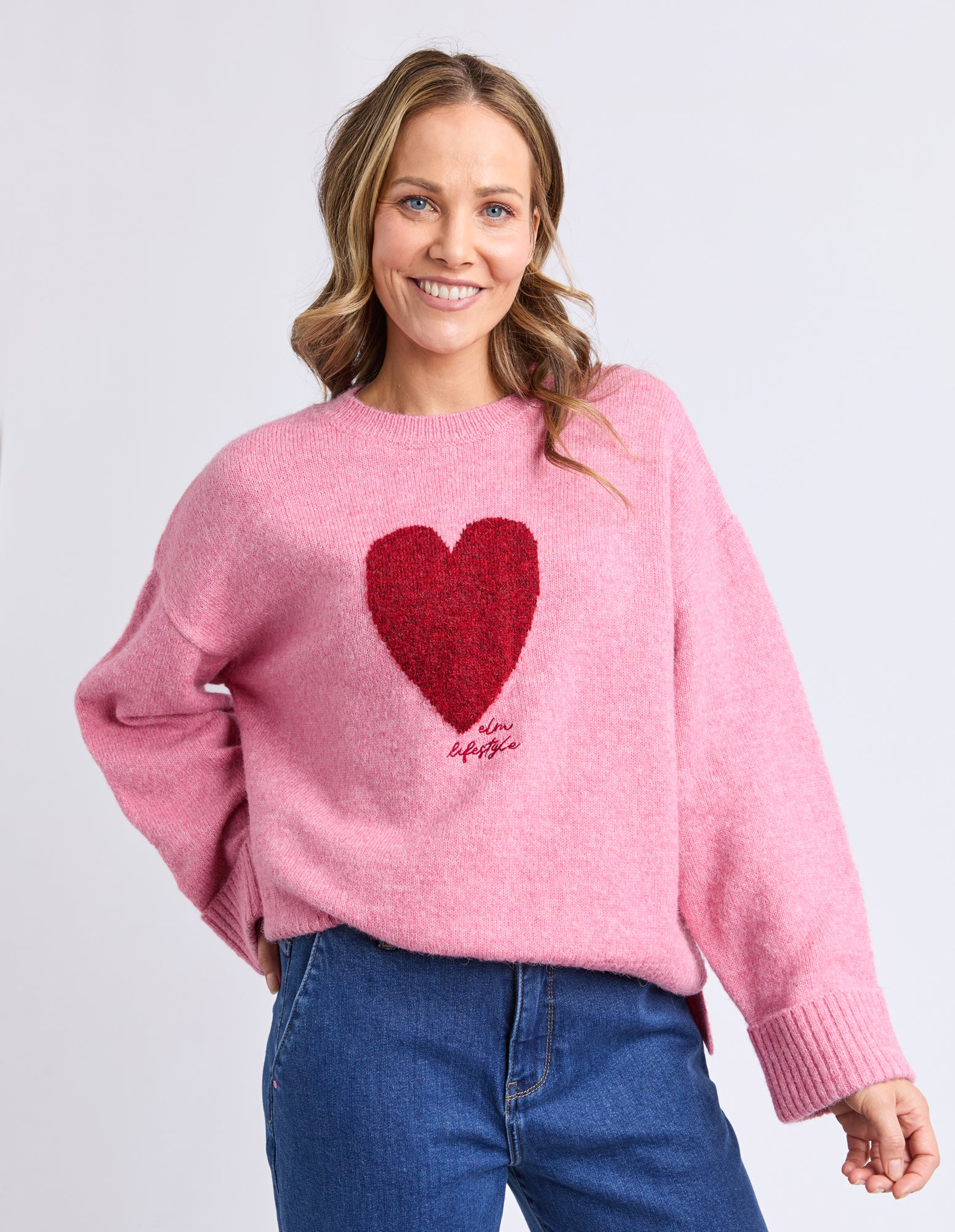 Elm Intersia Heart Knit Quartz Pink - Image 5