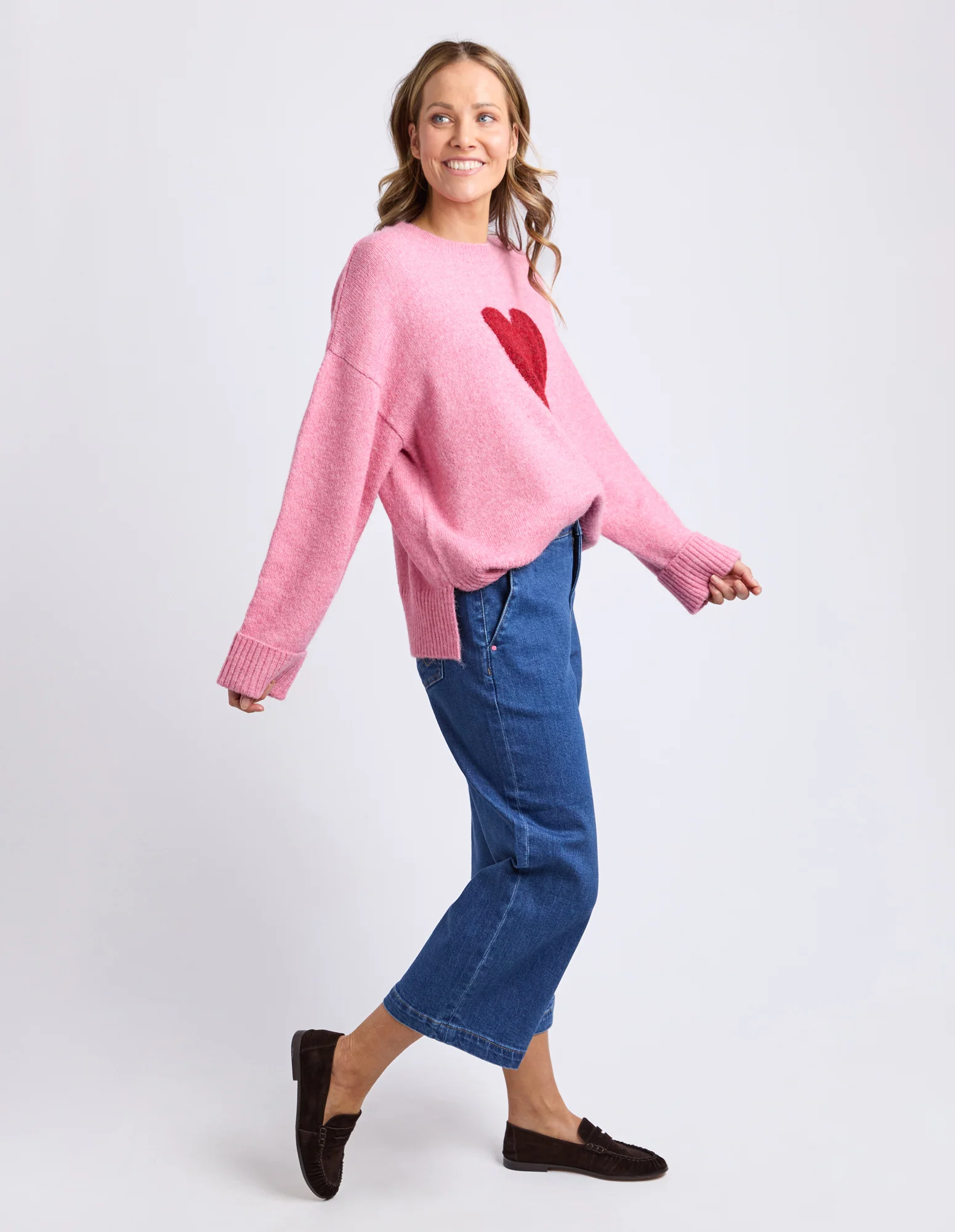 Elm Intersia Heart Knit Quartz Pink - Image 6