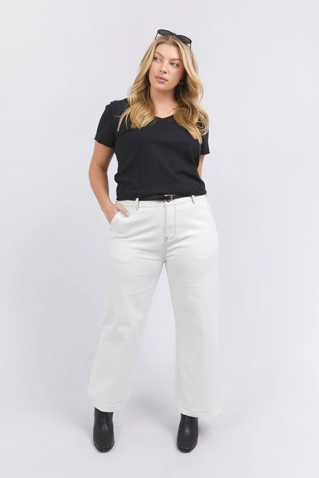 Elm Izzy Wide Leg Jean Vintage White - Image 3