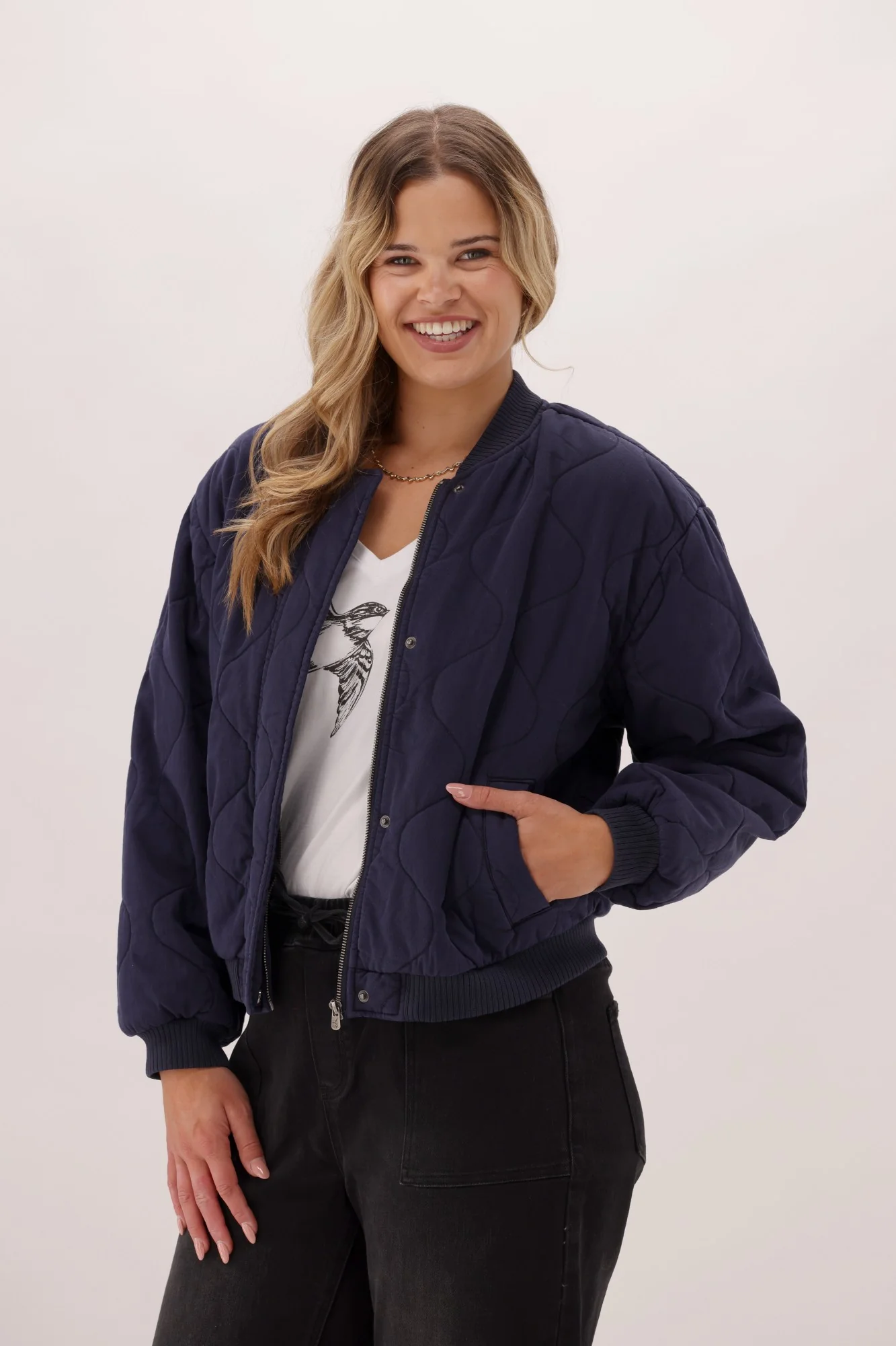 Elm Jean Bomber Jacket Midnight Navy - Image 5