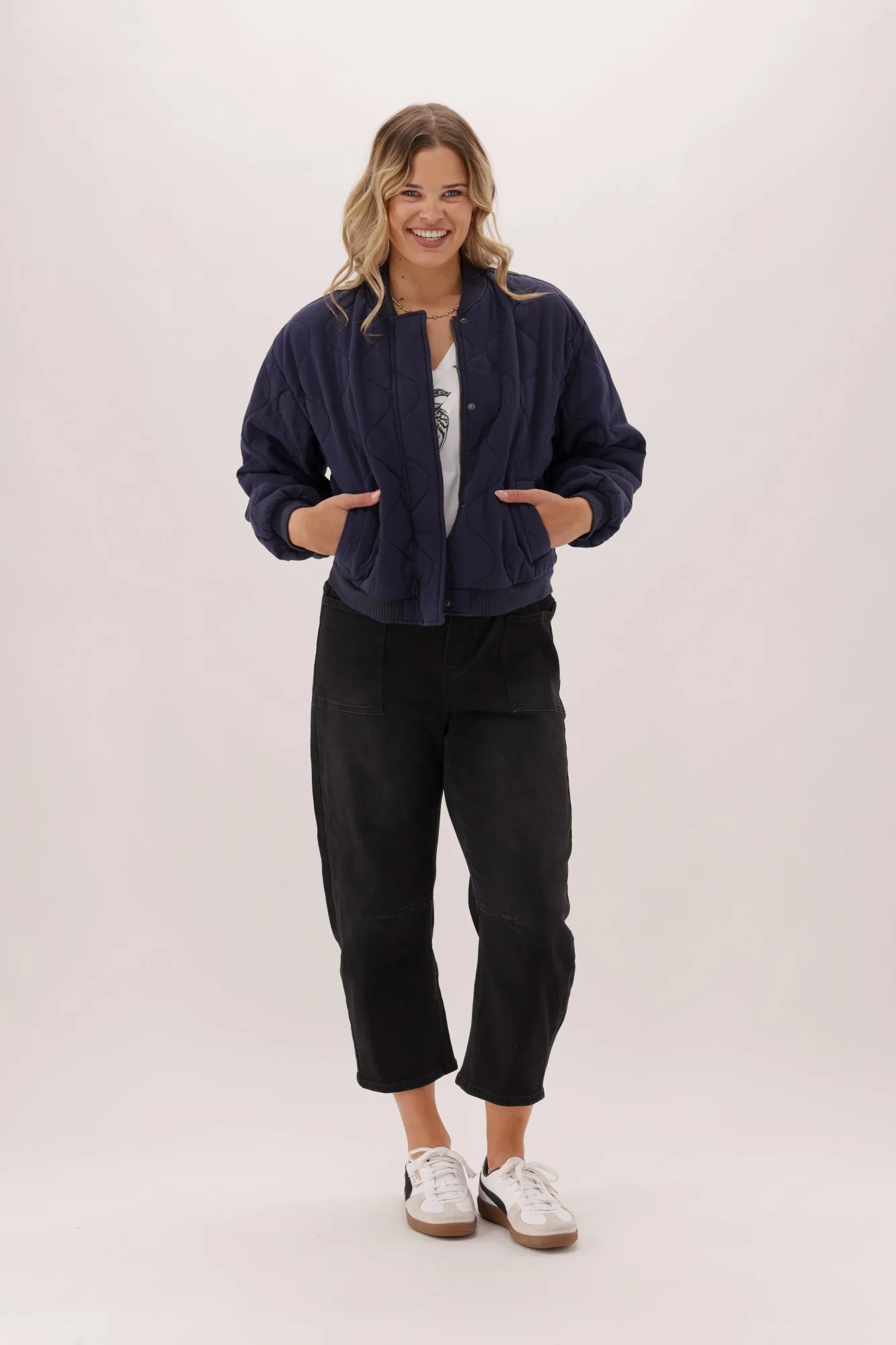 Elm Jean Bomber Jacket Midnight Navy - Image 7
