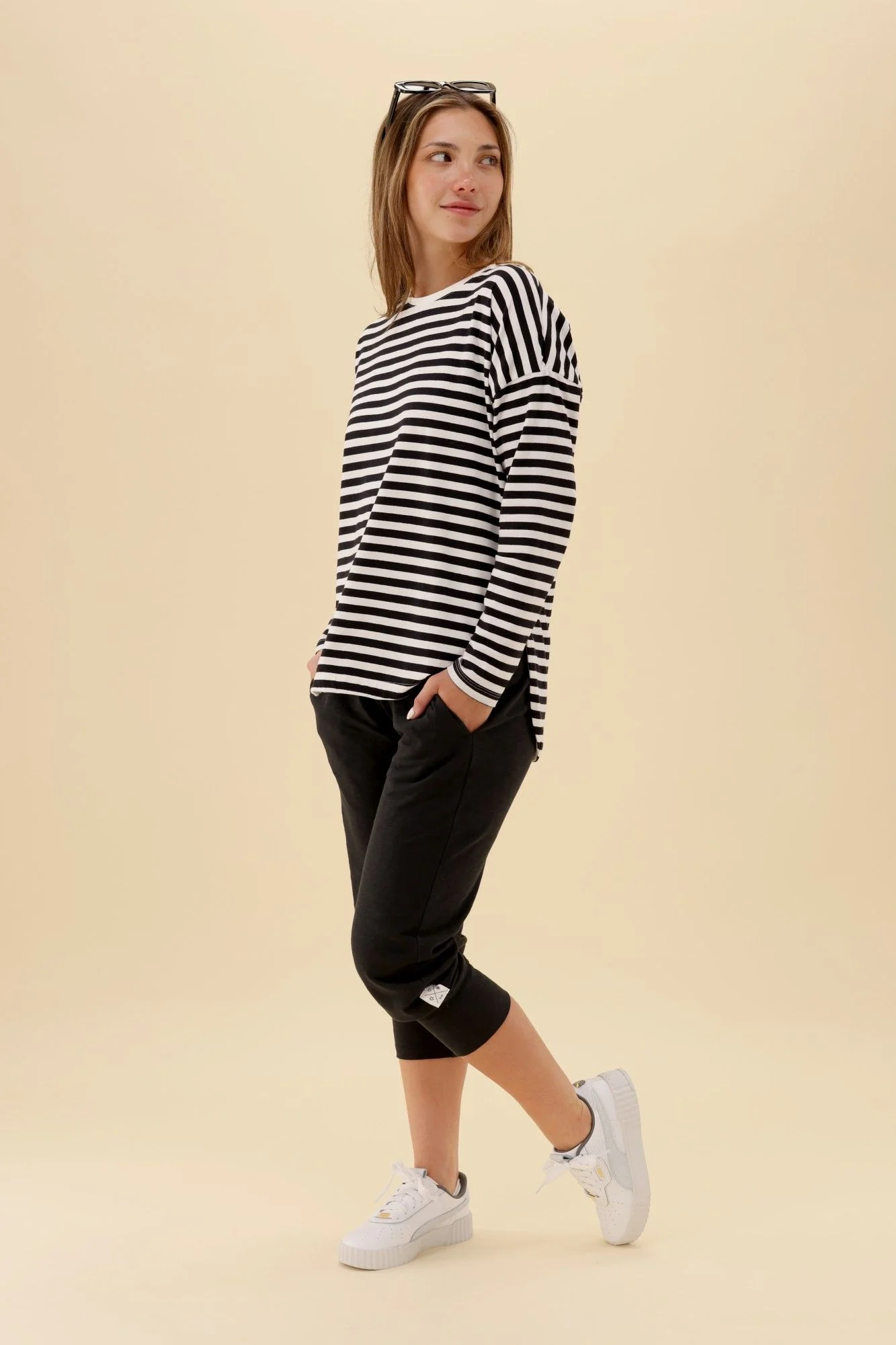Elm Lauren L/S Tee Black & White Stripe - Image 10