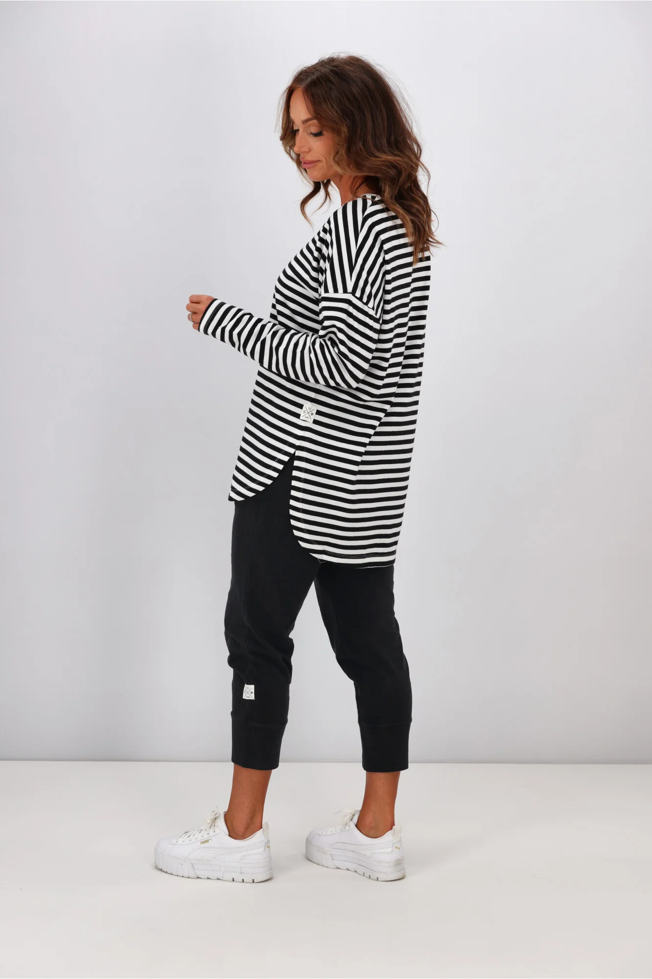 Elm Lauren L/S Tee Black & White Stripe - Image 5