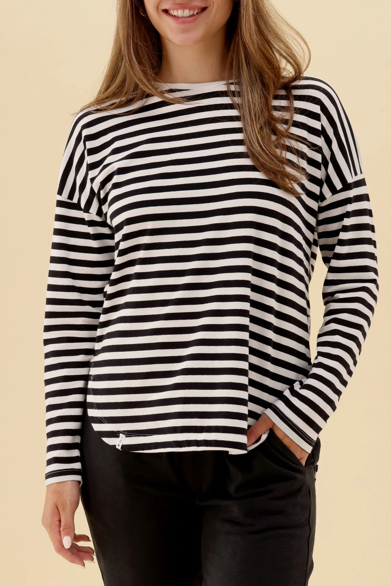 Elm Lauren L/S Tee Black & White Stripe - Image 8
